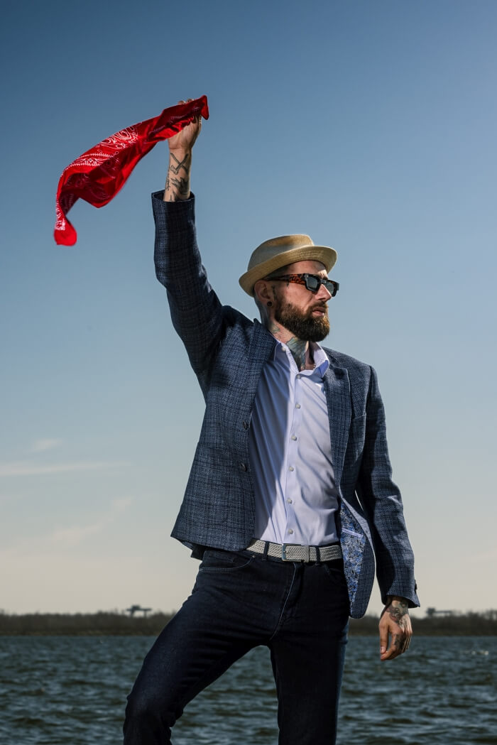 Tmavomodré štrukturované sako