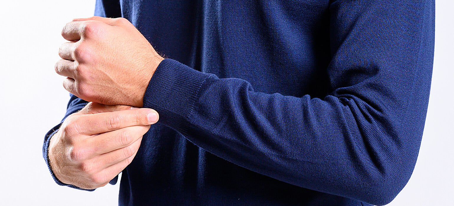 Tmavě modrý bavlněný polorolák