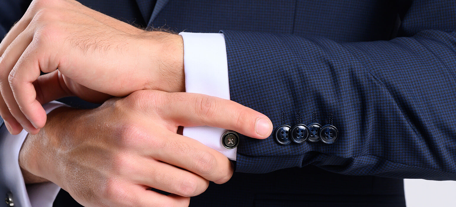 Tmavě modrý Slim Fit oblek s drobným kárem XL velikosti