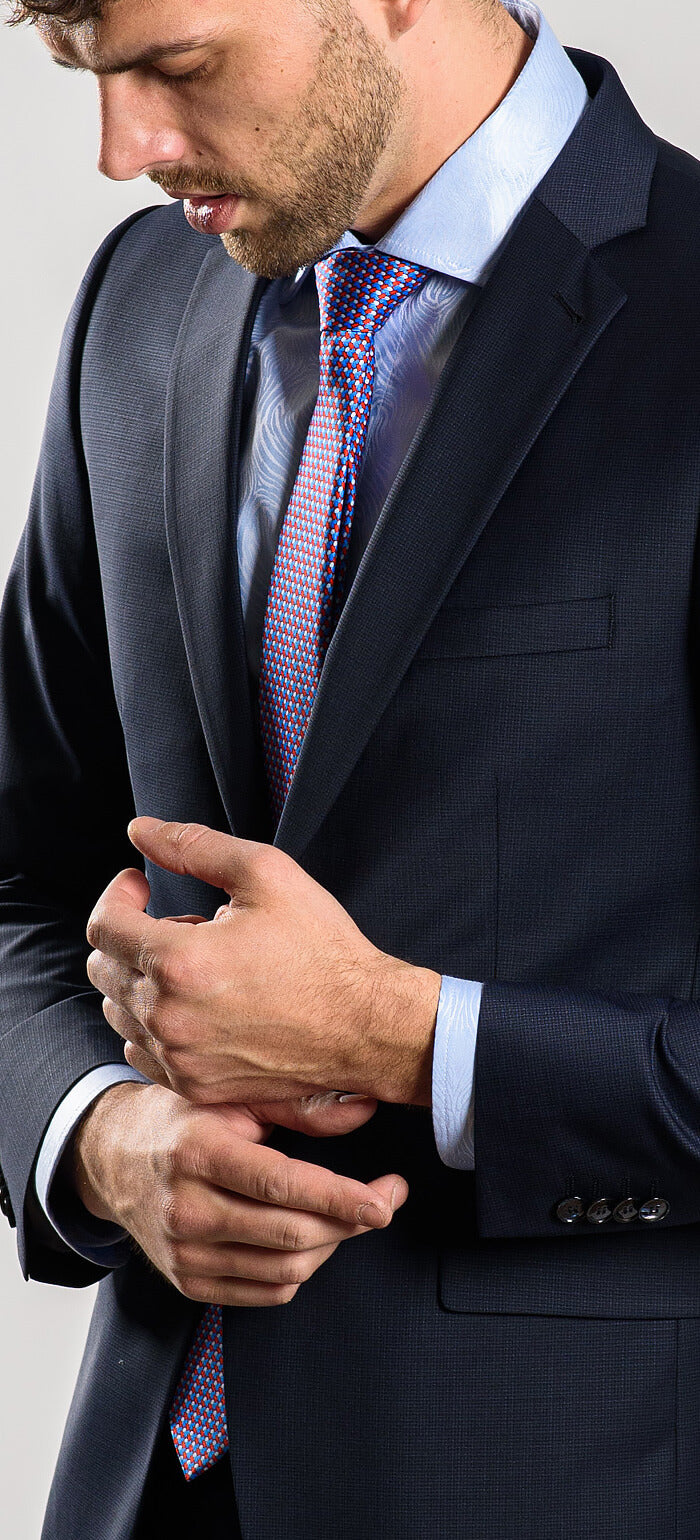 Tmavomodrý Slim Fit oblek XL