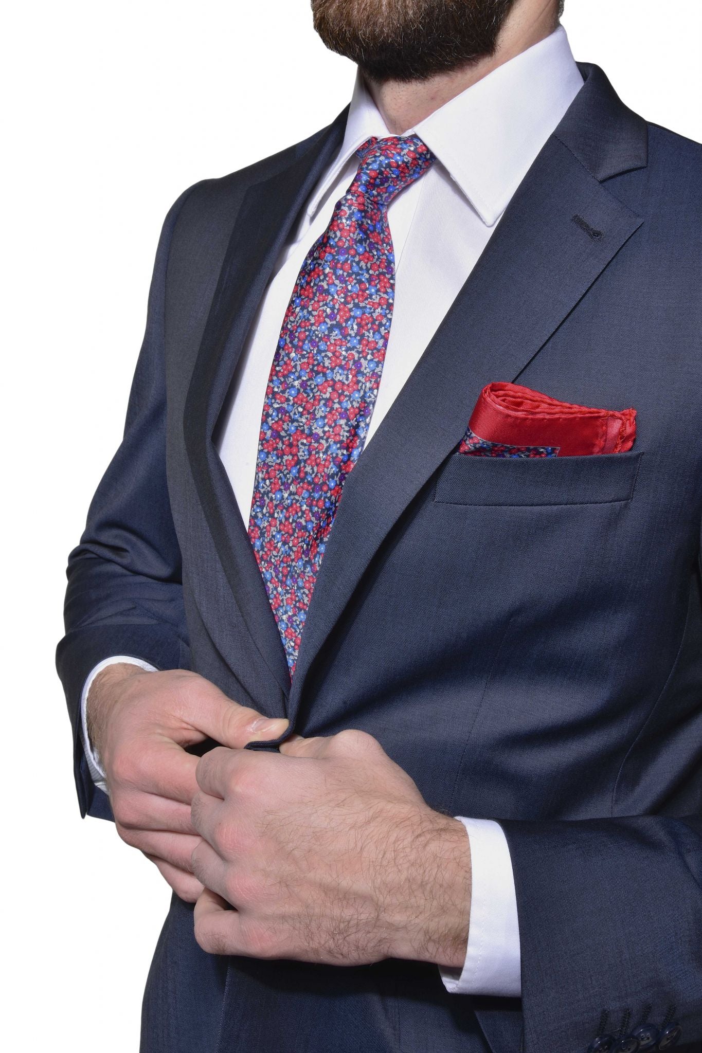 Tmavomodrý vlnený Slim Fit oblek