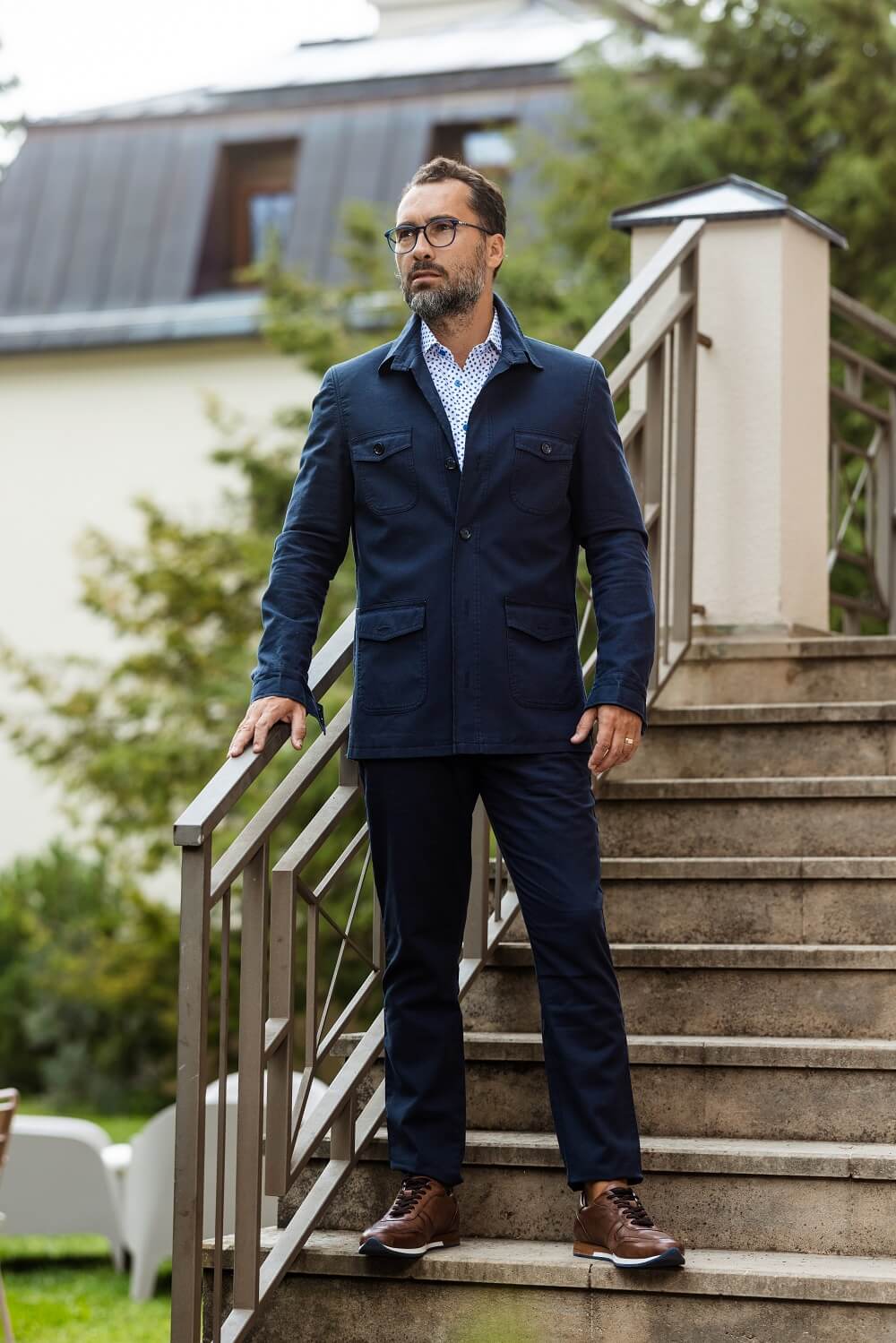 Voľnočasová Extra Slim Fit košeľa so vzorom