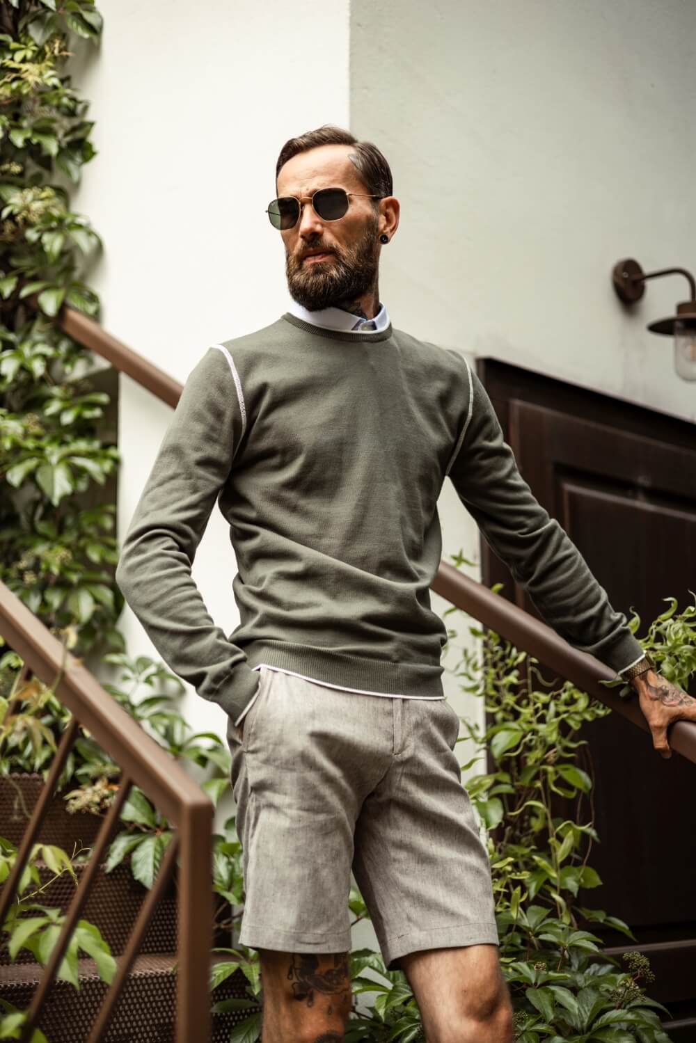 Zelený bavlnený pulóver