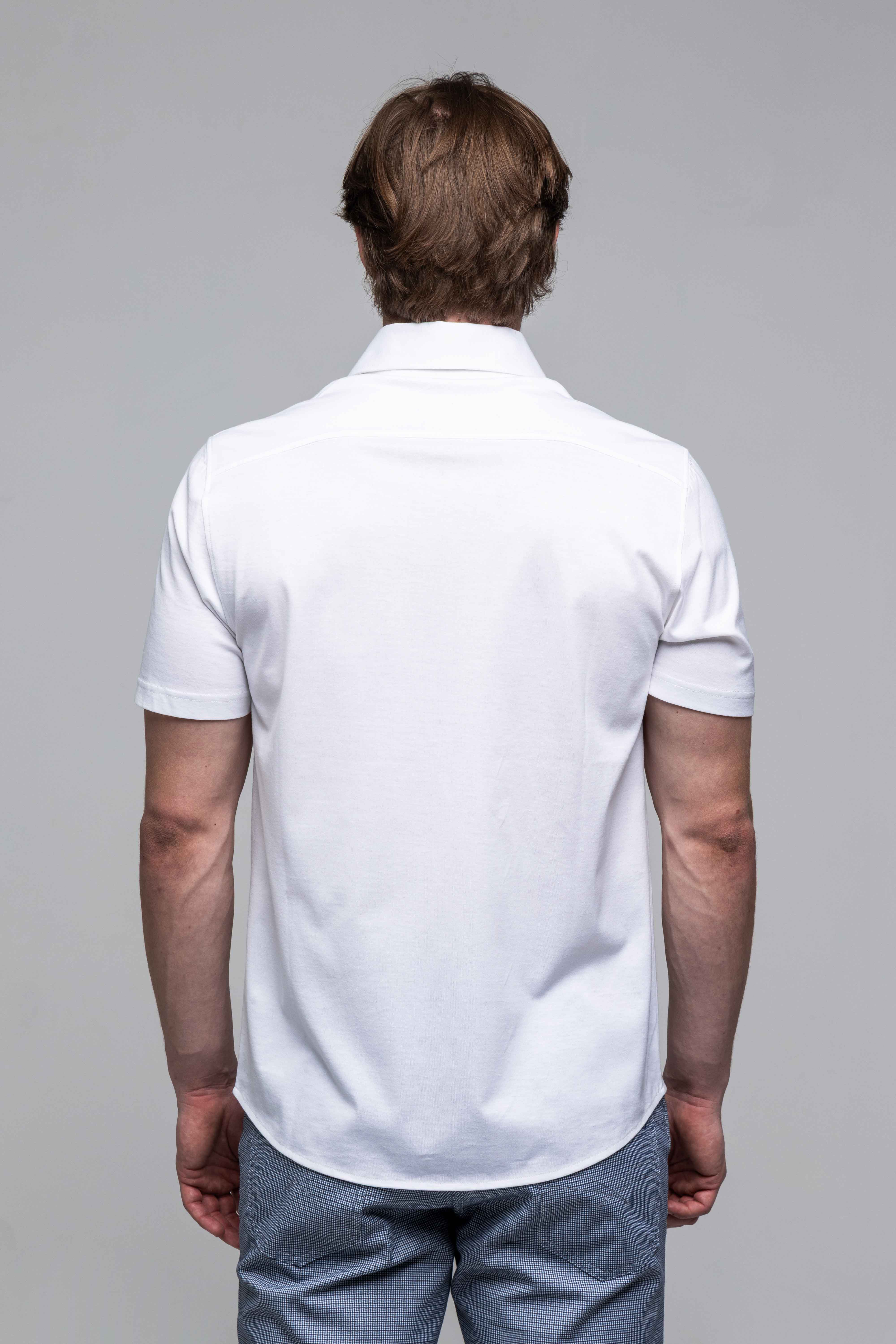 Biela strečová Extra Slim Fit košeľa s krátkym rukávom