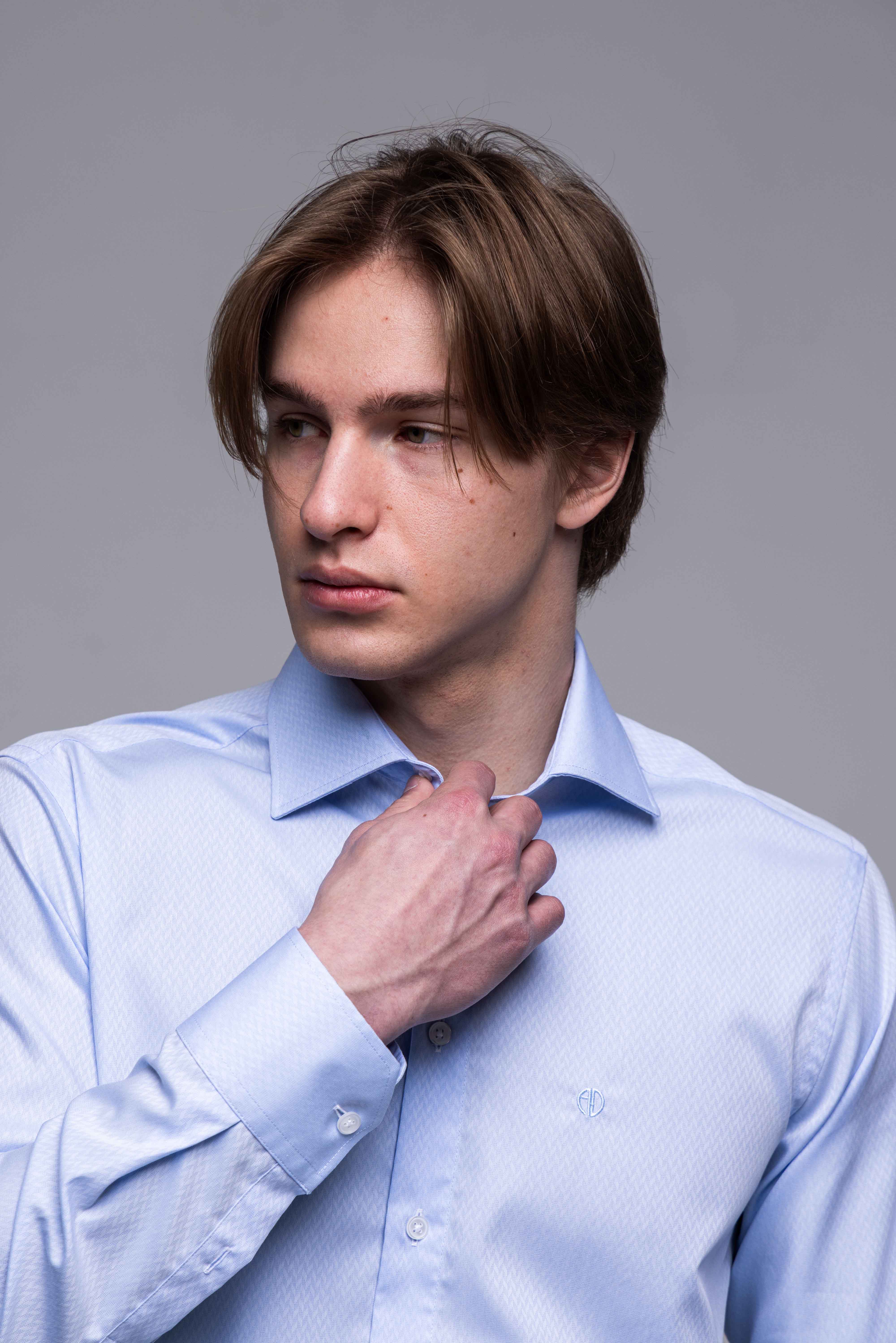 Bledomodrá Extra Slim Fit košeľa s vlastným vzorom