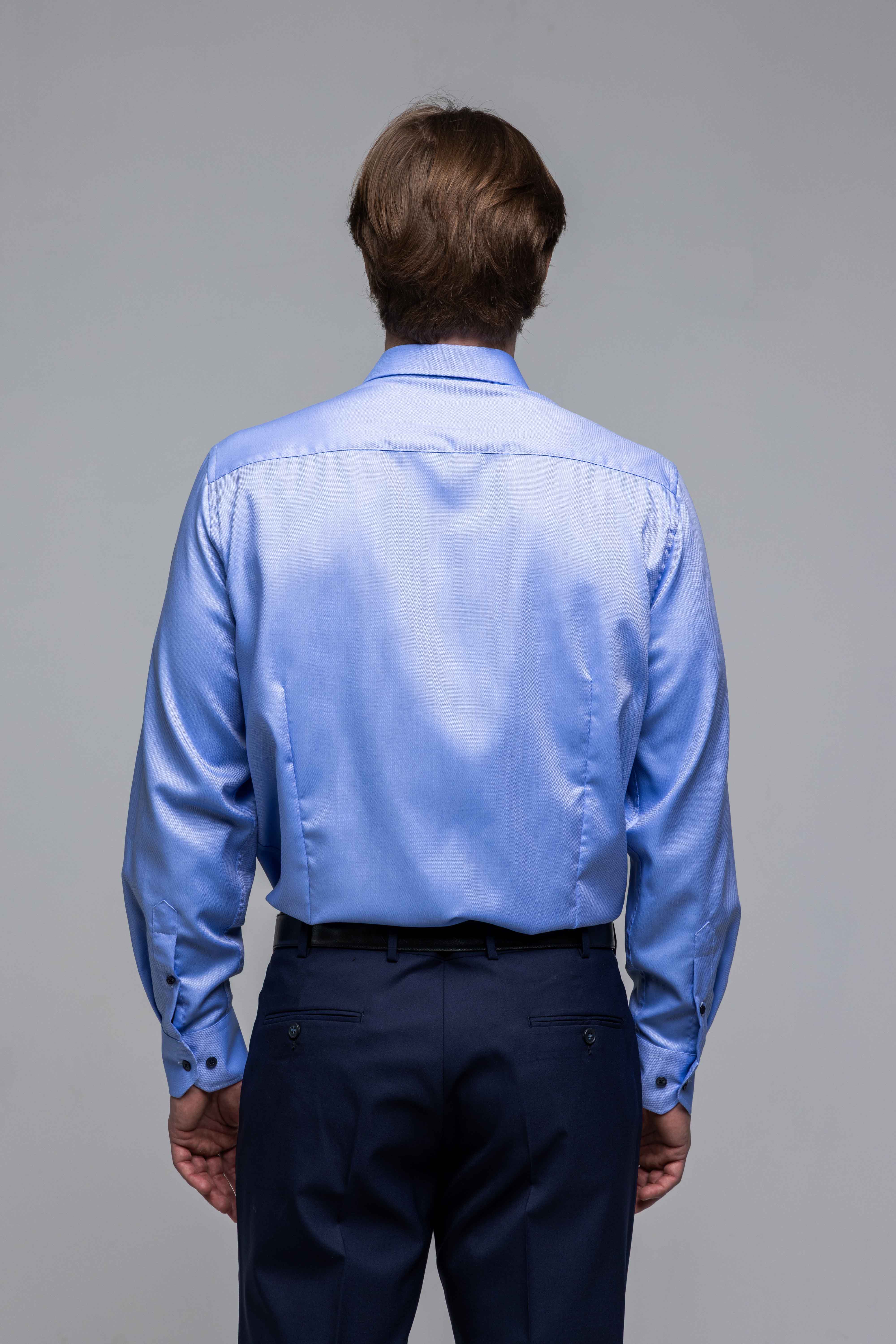 Modrá Slim Fit košeľa so zig zag vzorom