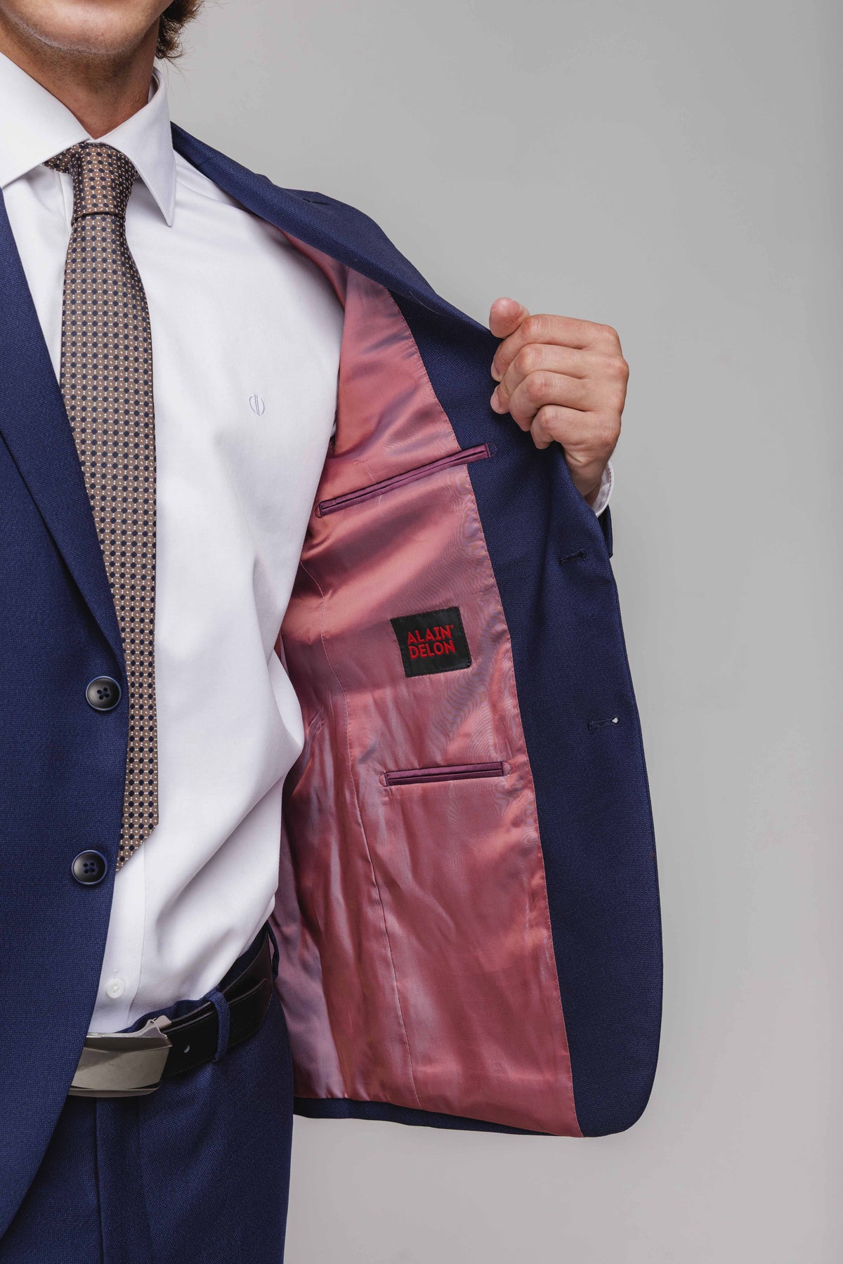 Modrý Slim Fit oblek s jemnou štruktúrou