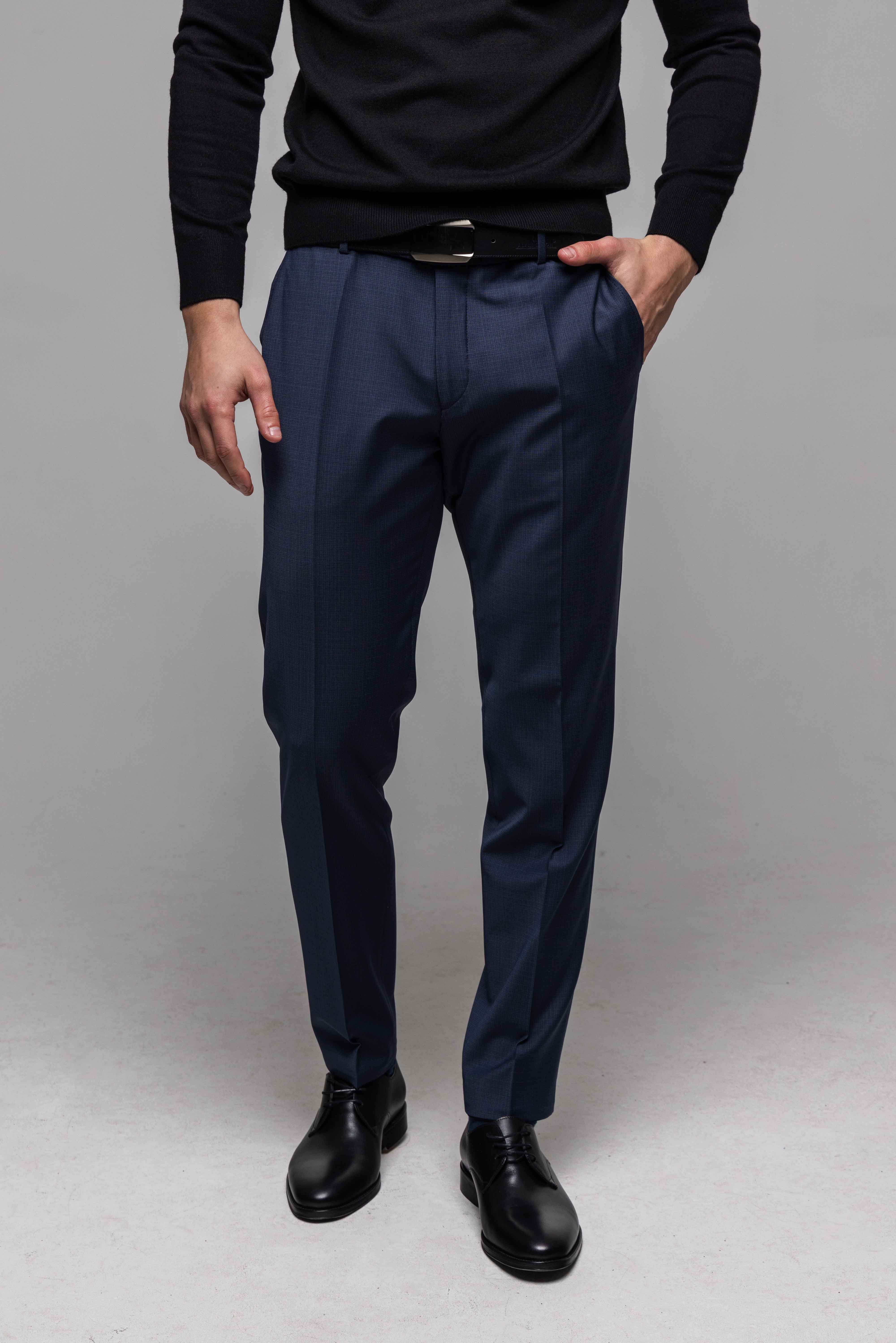 Modrý Slim Fit Oblek s mikro vzorom - nadmerné veľkosti