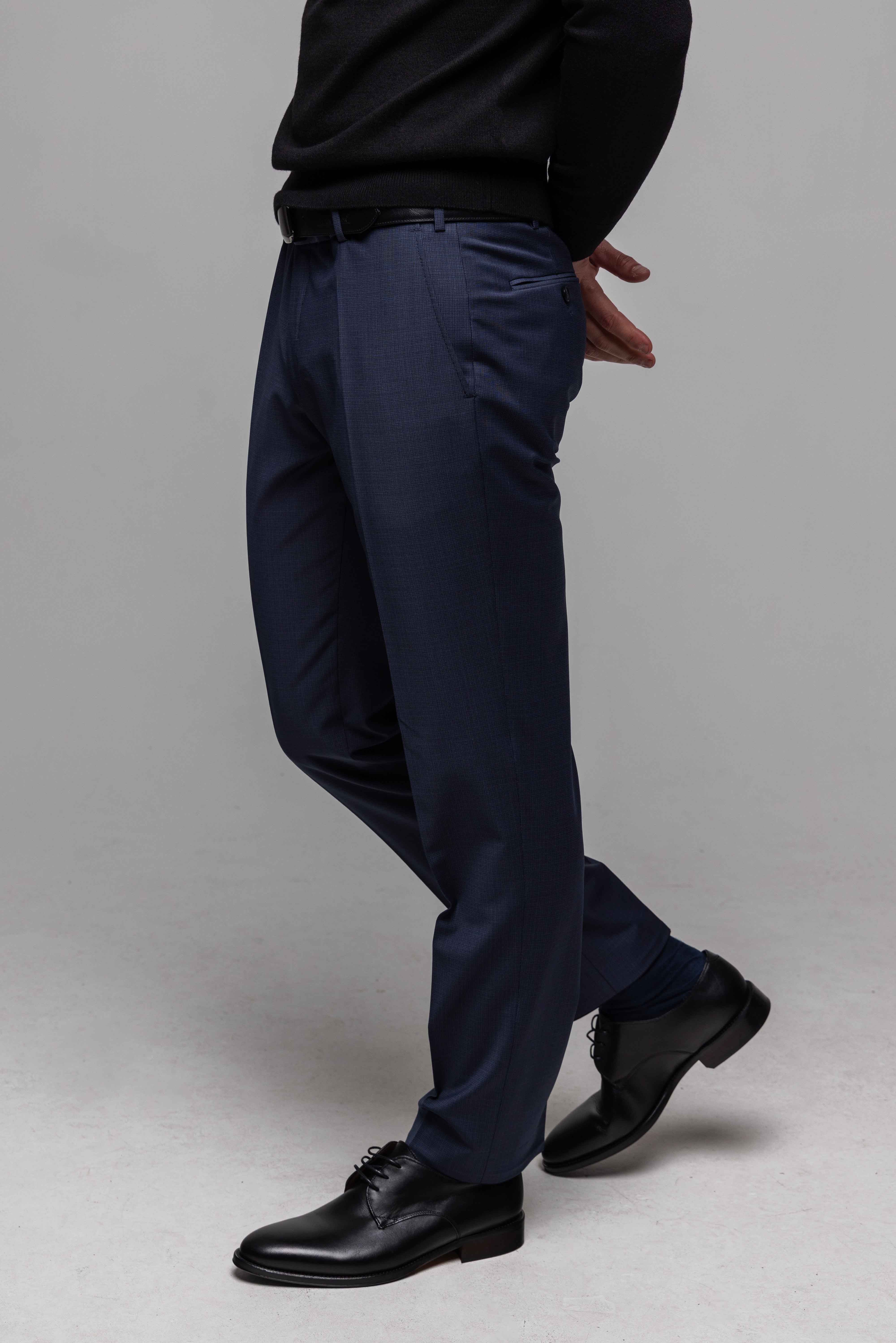 Modrý Slim Fit Oblek s mikro vzorom