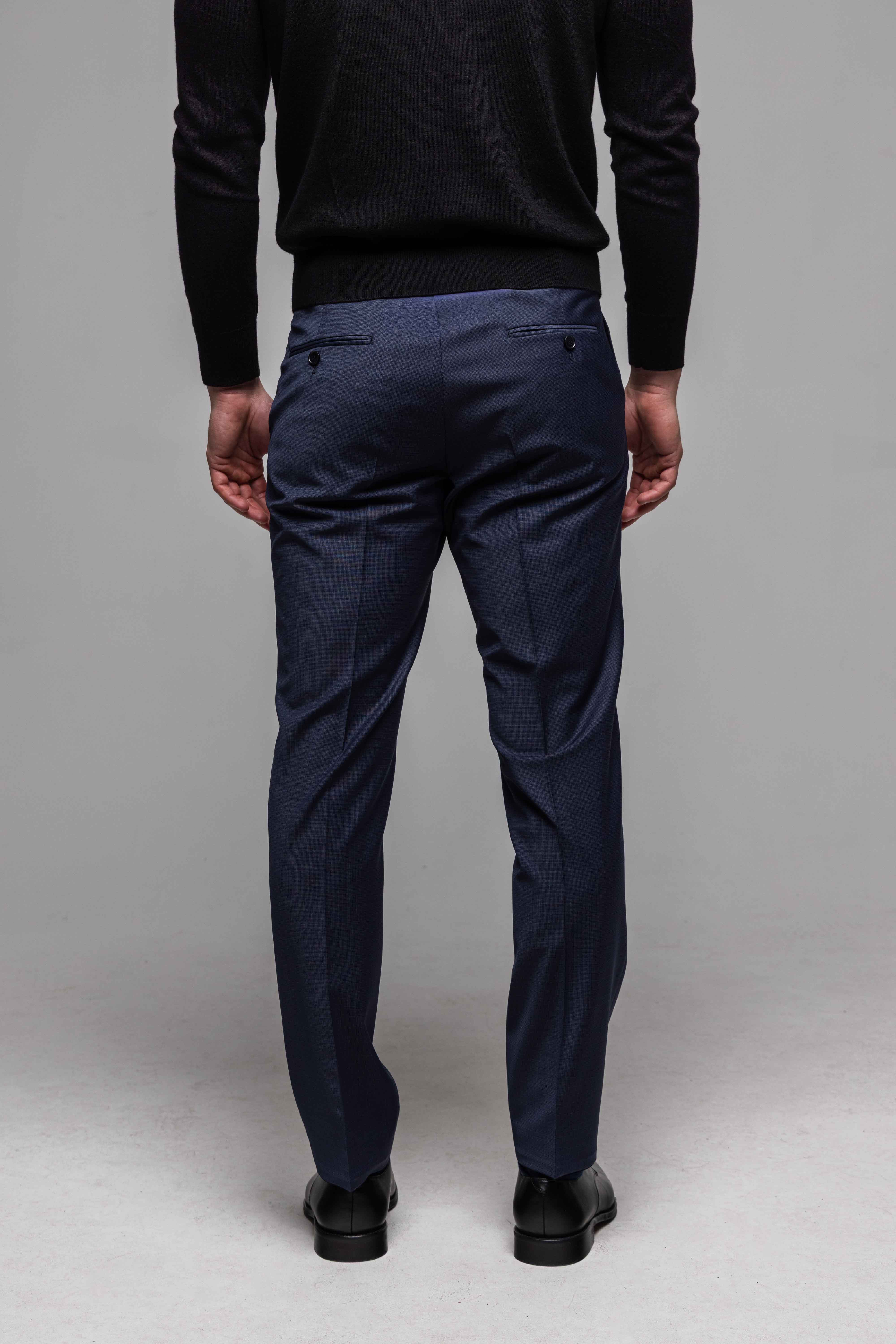 Modrý Slim Fit Oblek s mikro vzorom - nadmerné veľkosti