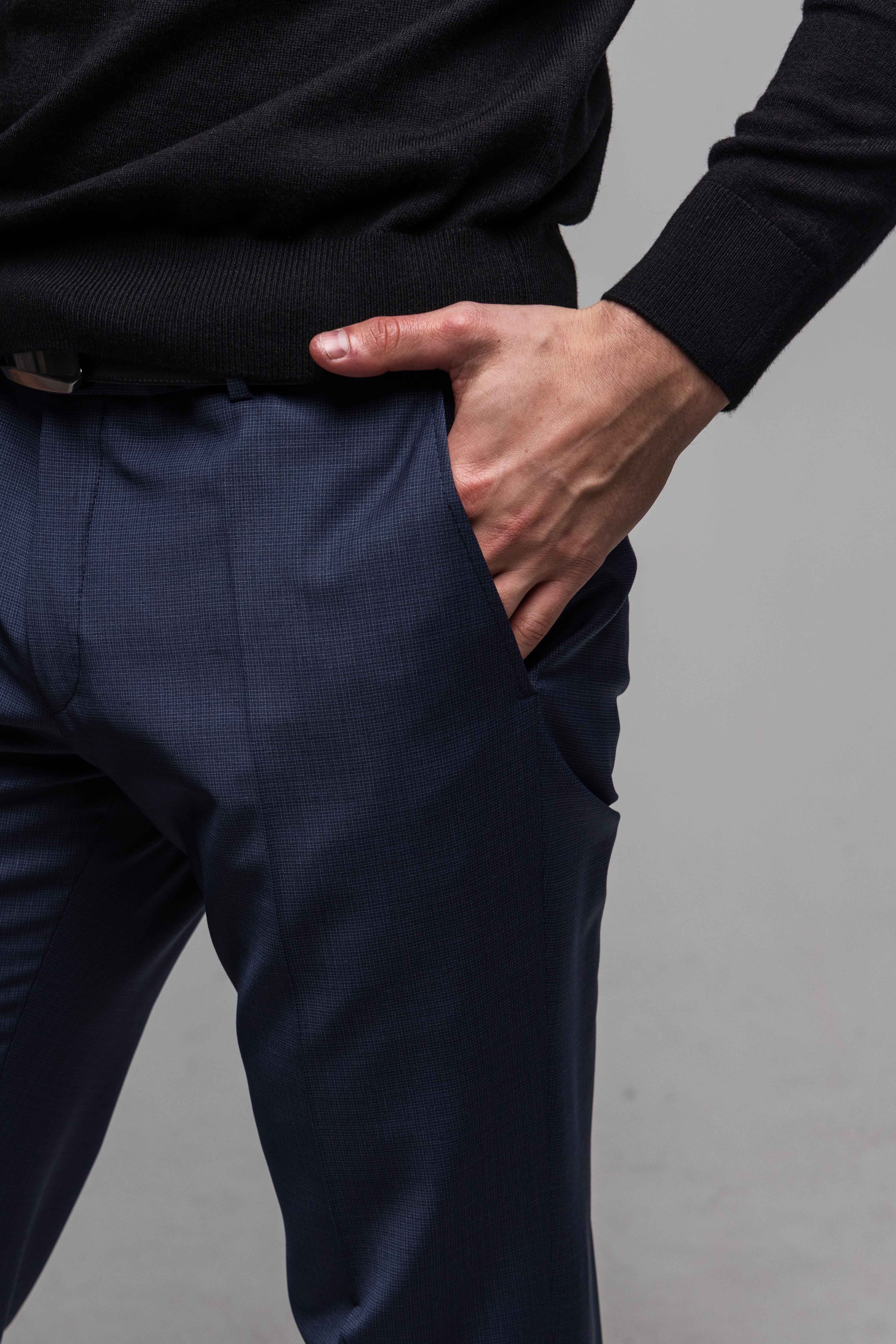 Modrý Slim Fit Oblek s mikro vzorom