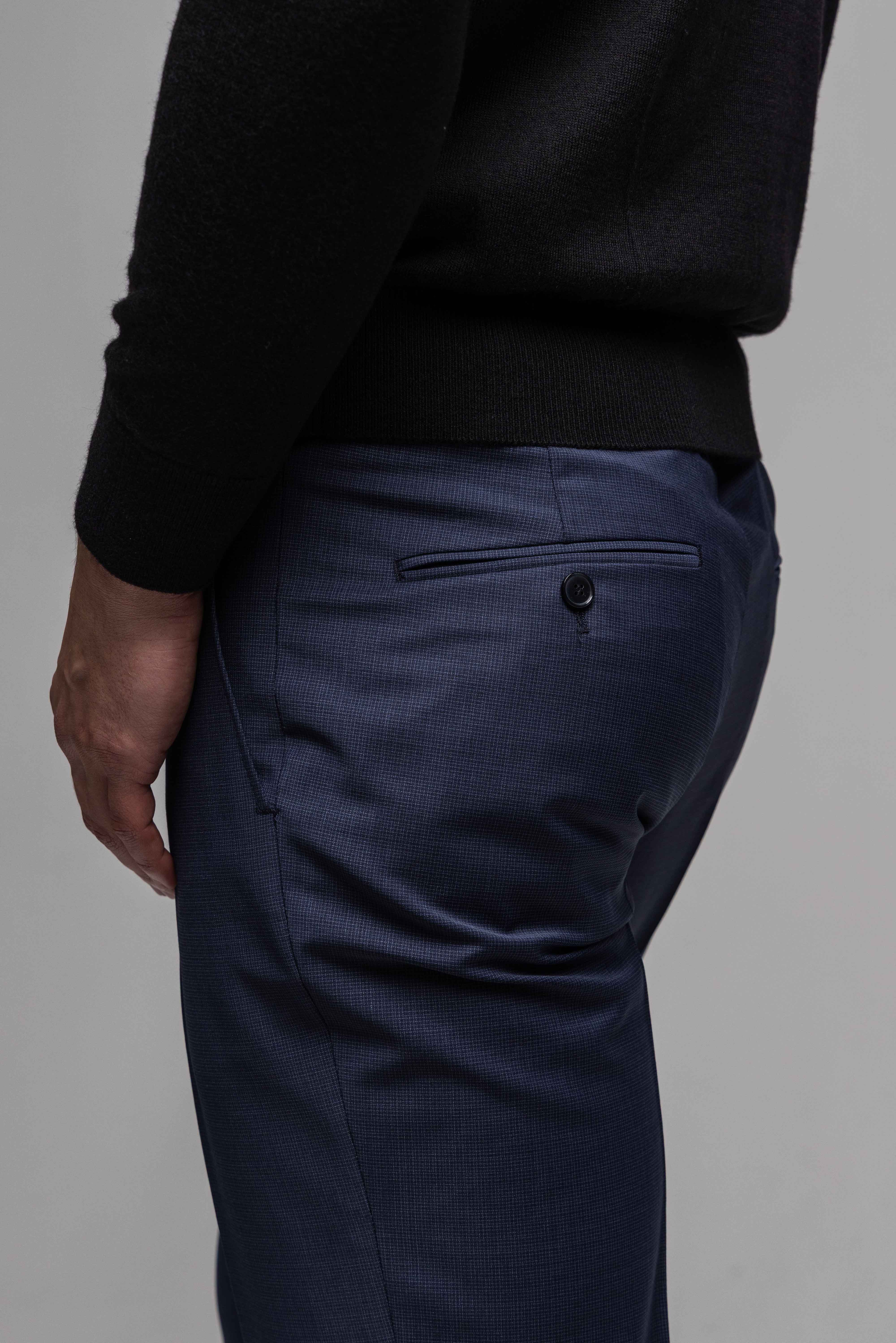 Modrý Slim Fit Oblek s mikro vzorom - nadmerné veľkosti