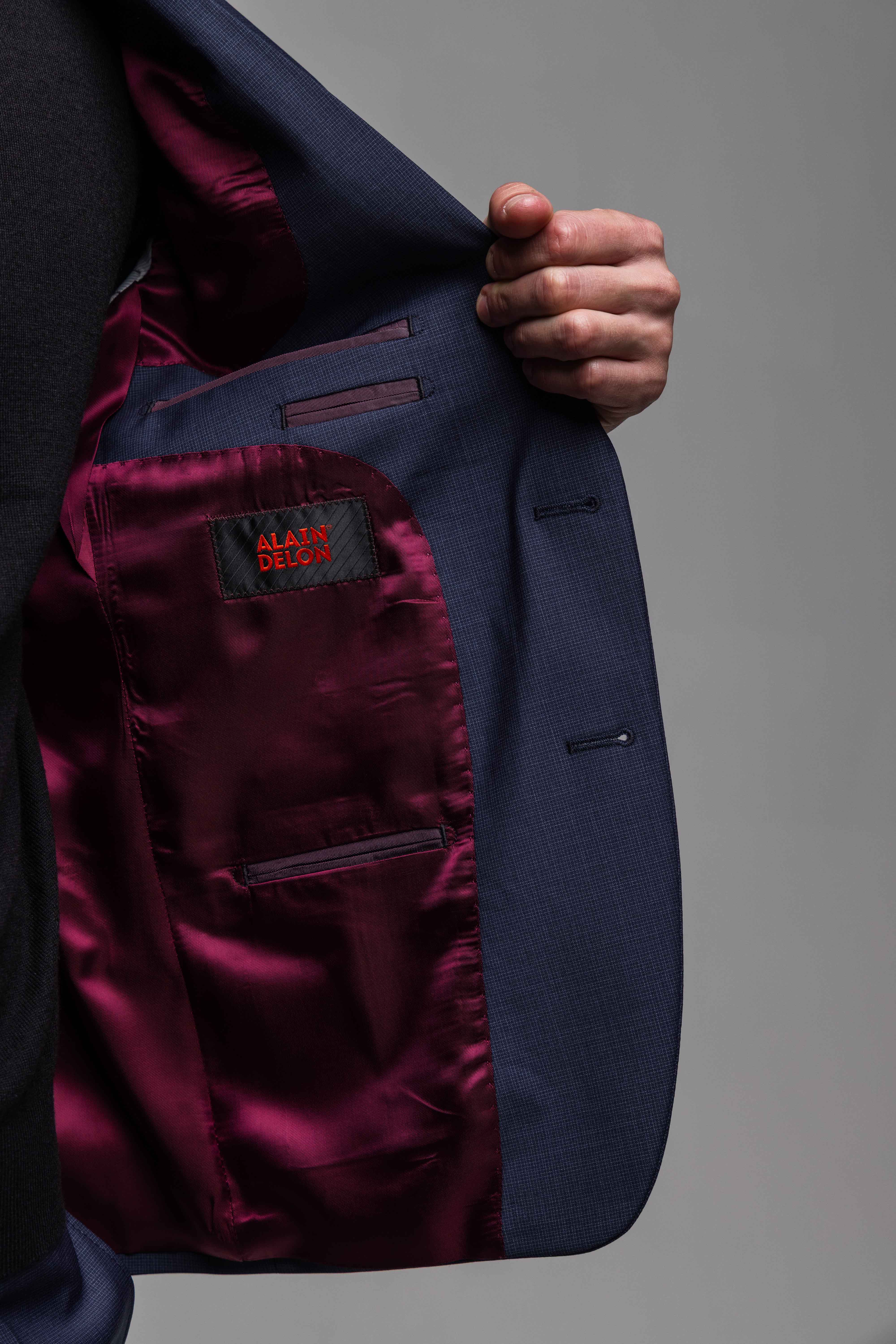 Modrý Slim Fit Oblek s mikro vzorom