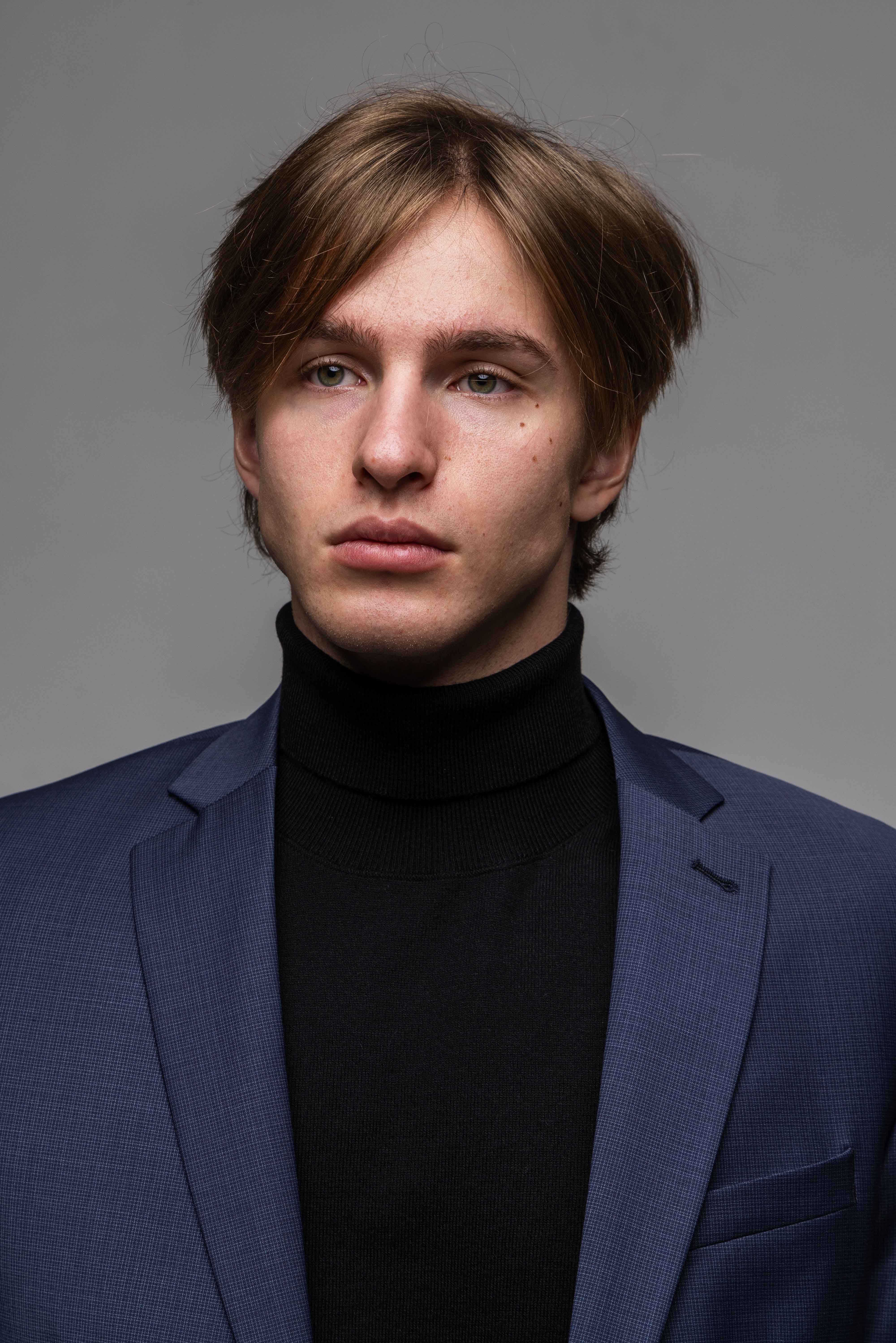 Modrý Slim Fit Oblek s mikro vzorom