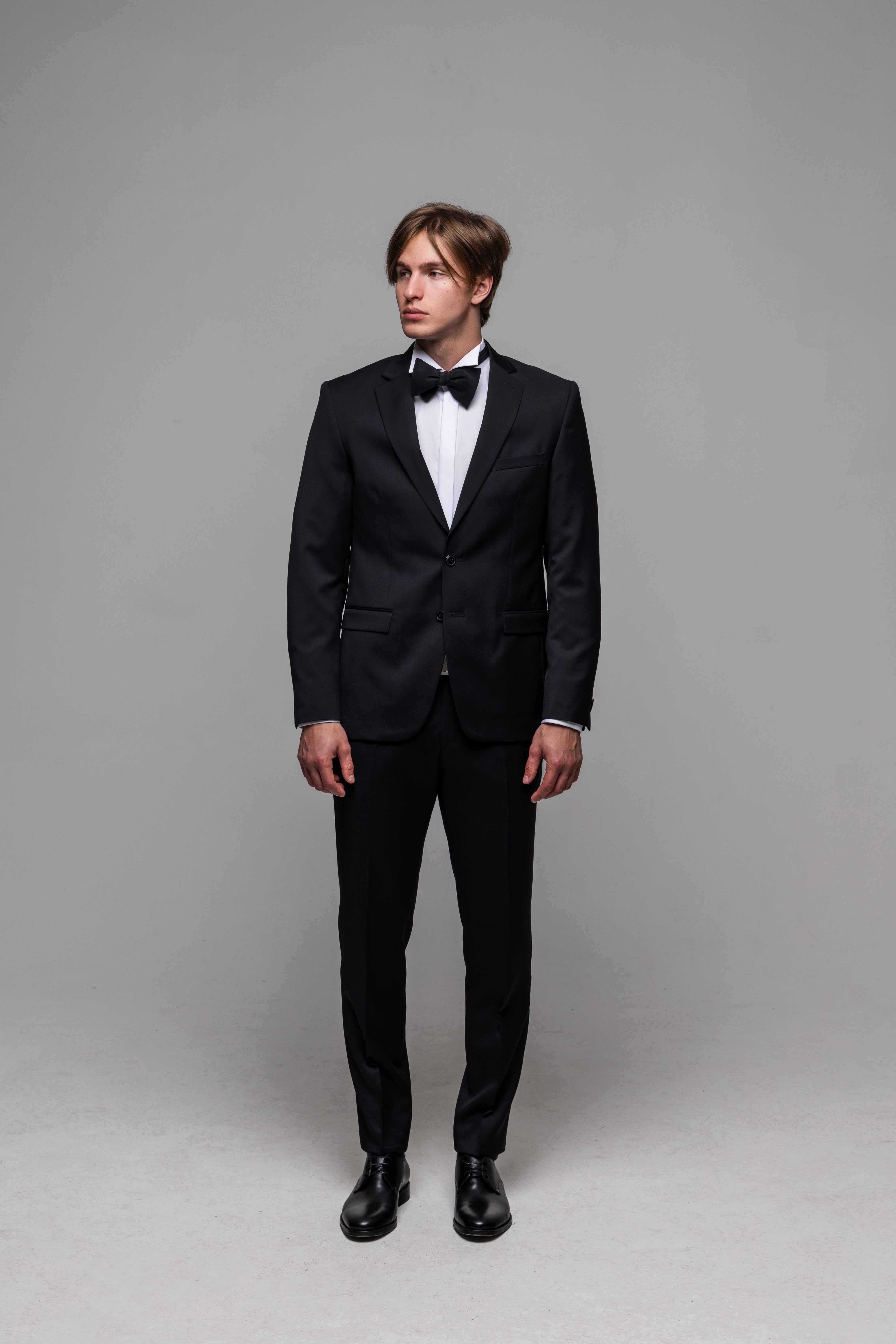 Černý Slim Fit vlněný oblek