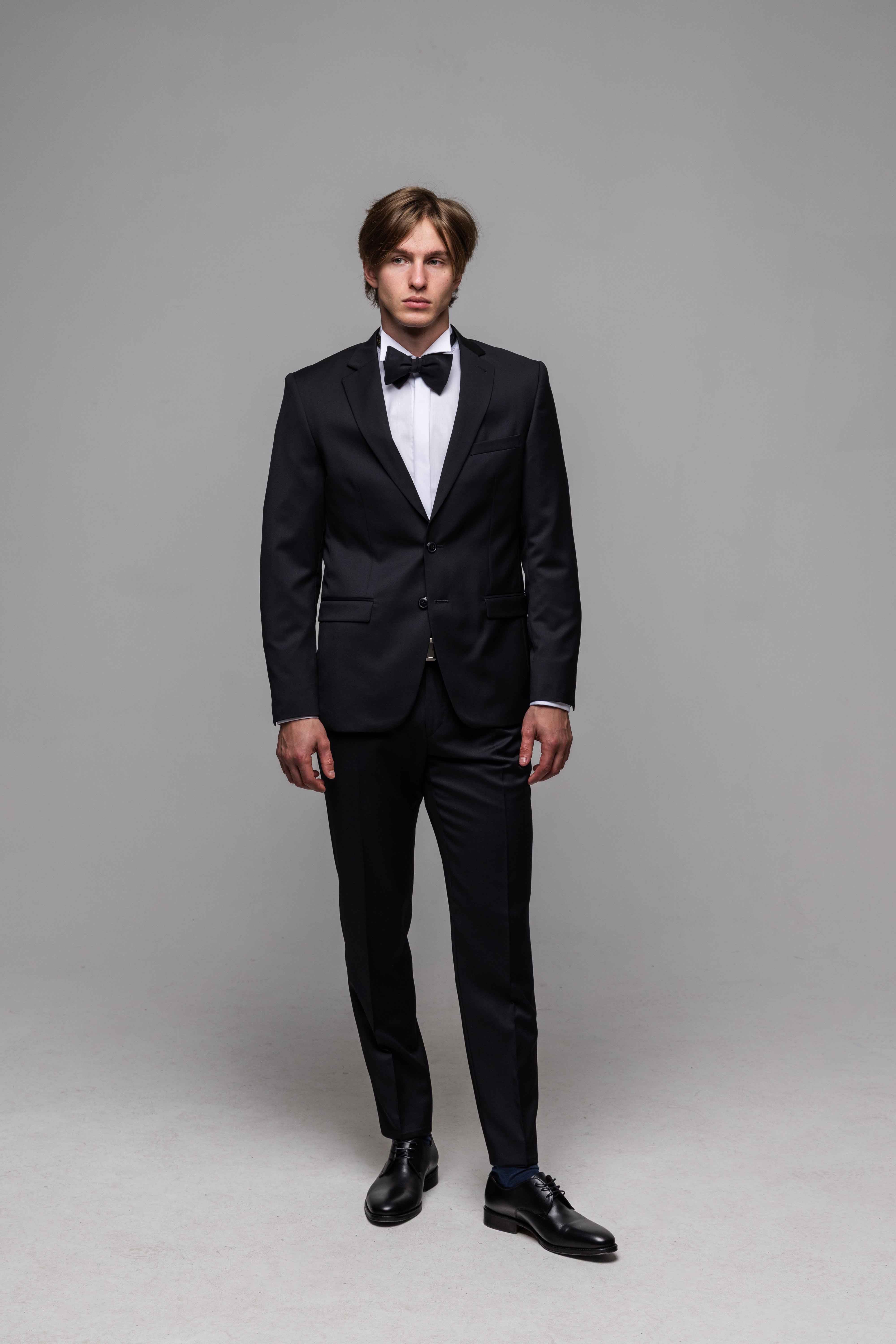 Černý Slim Fit vlněný oblek