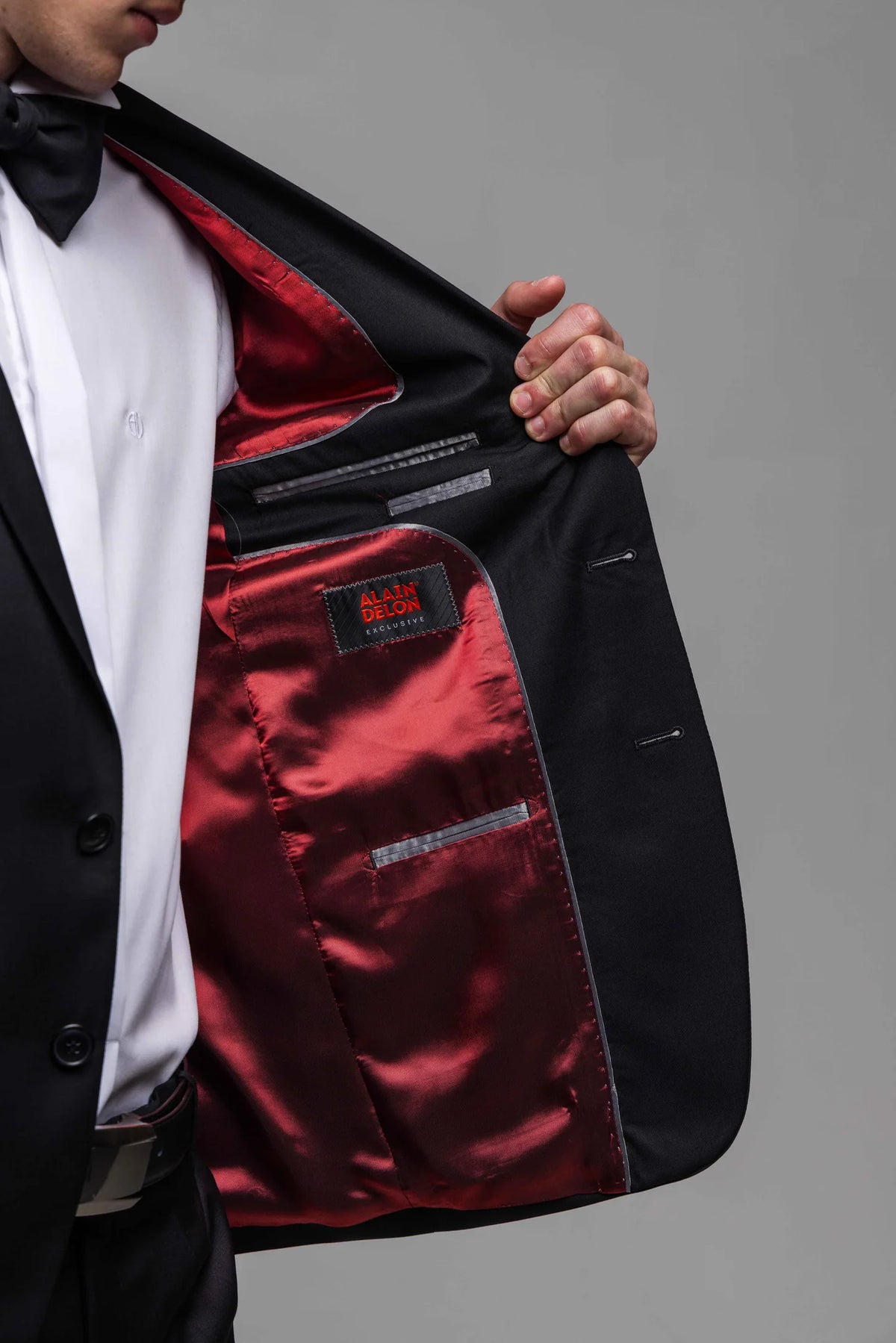 Čierny Slim Fit vlnený oblek XL
