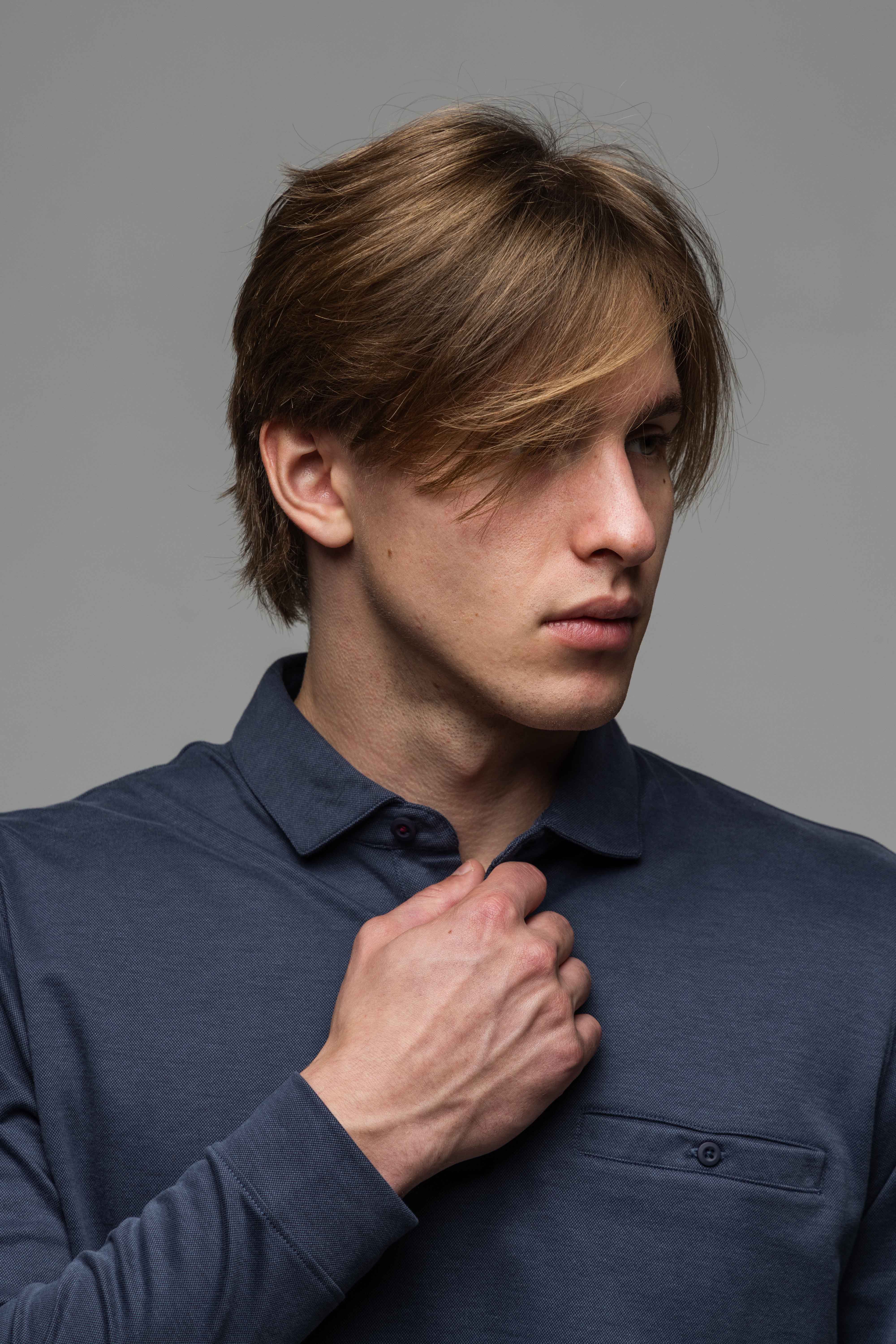 Modrá polokošeľa s dlhým rukávom