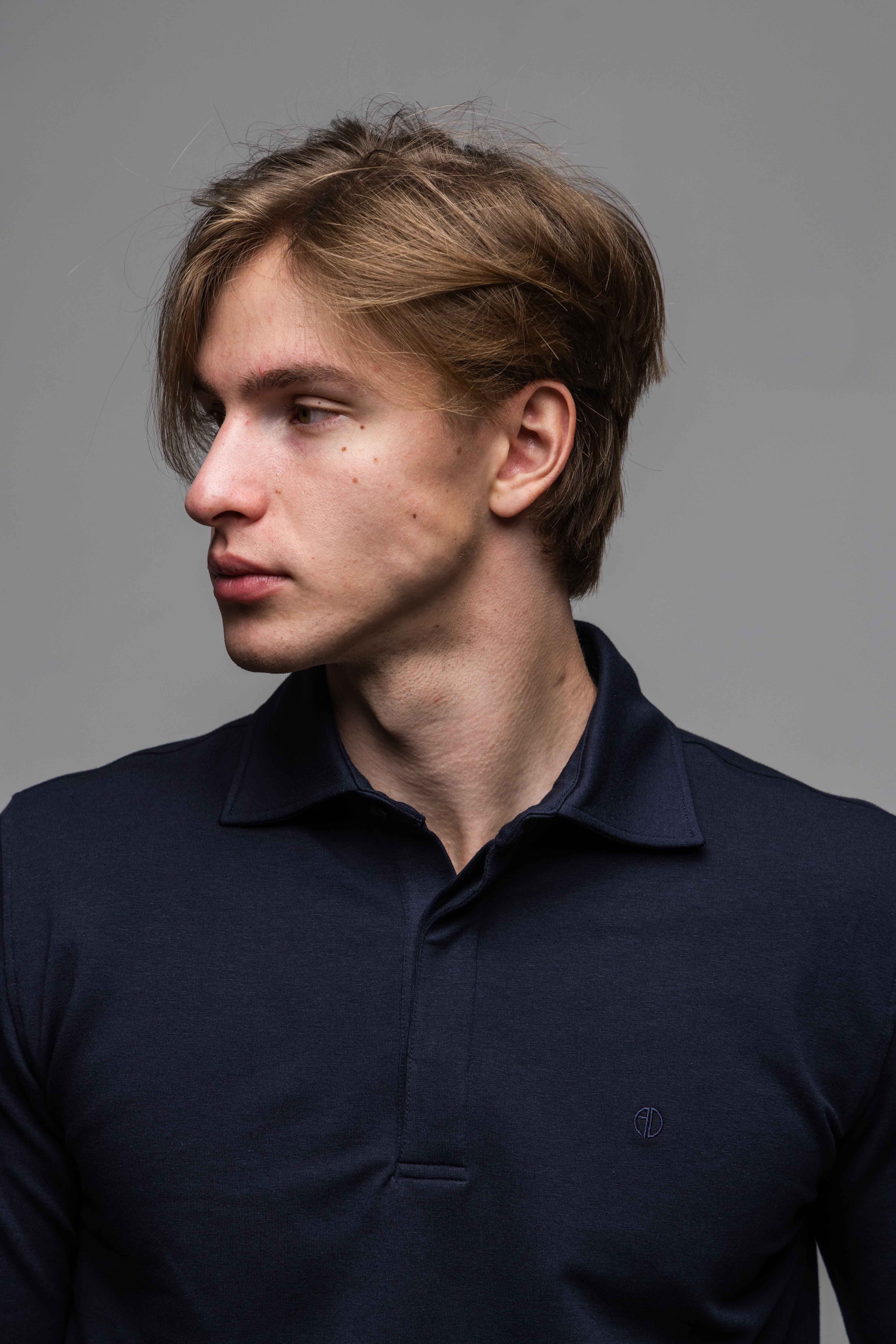 Modrá polokošeľa s dlhým rukávom