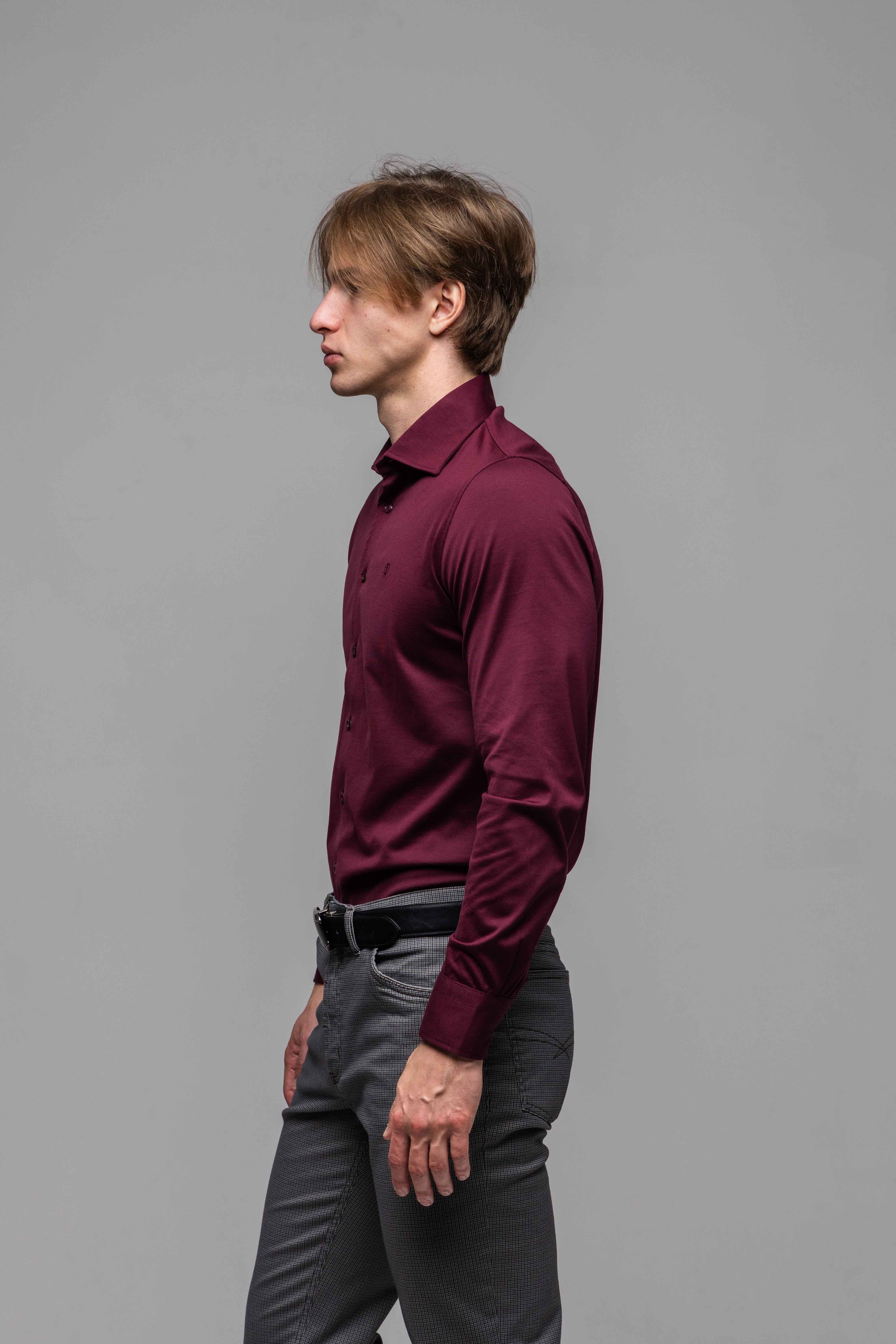 Bordová strečová Extra Slim Fit košeľa