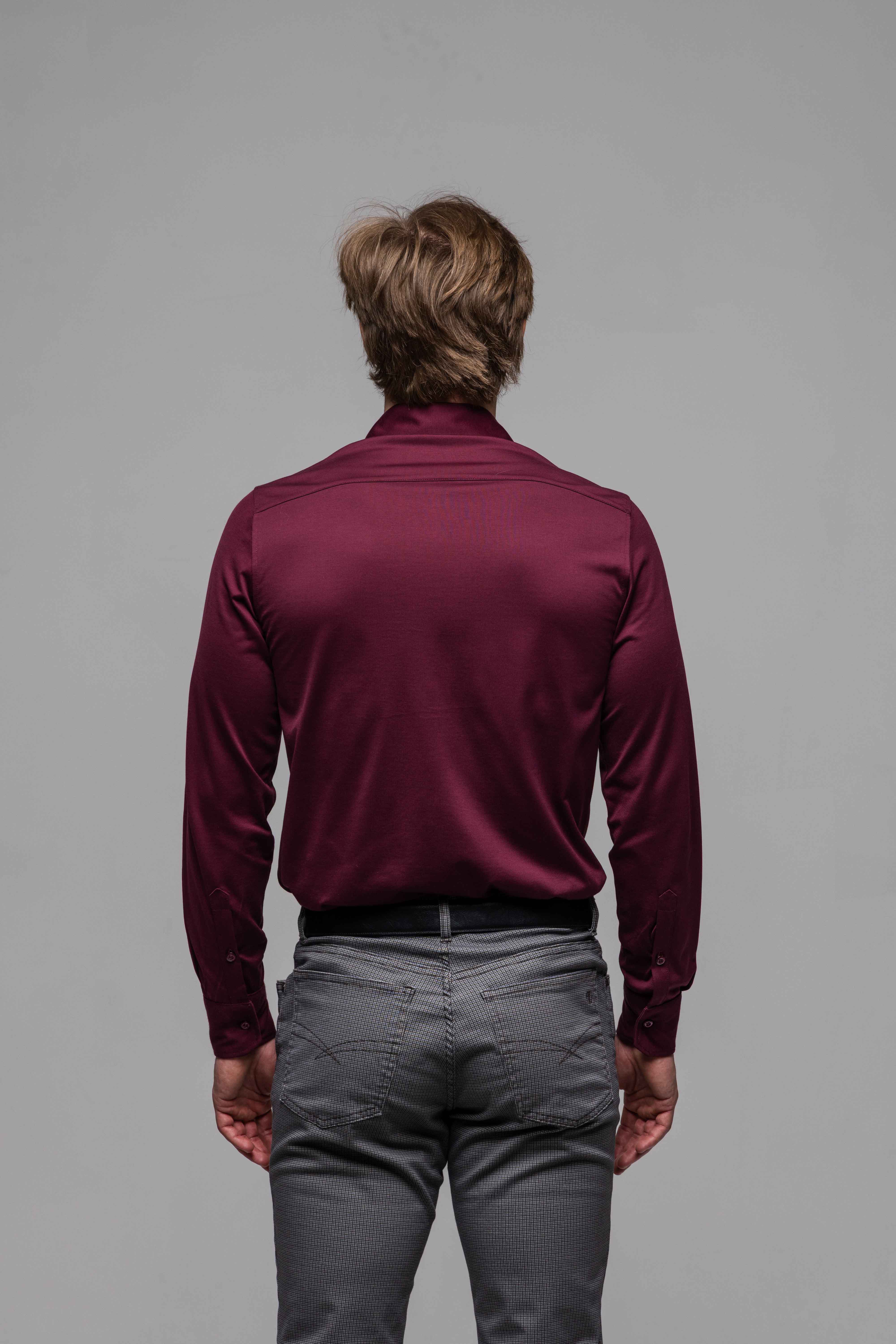 Bordová strečová Extra Slim Fit košeľa