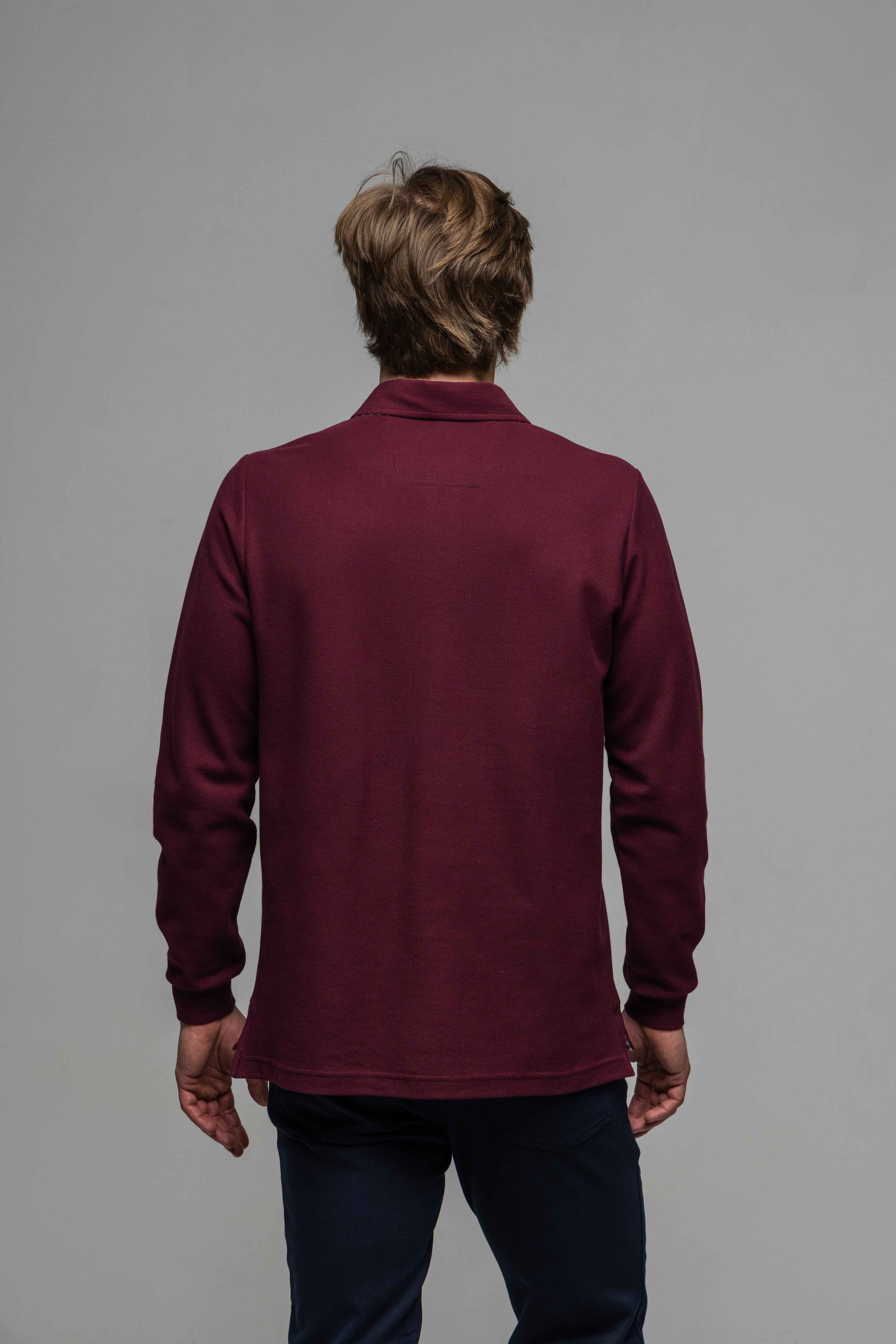 Bordová polokošeľa s dlhým rukávom