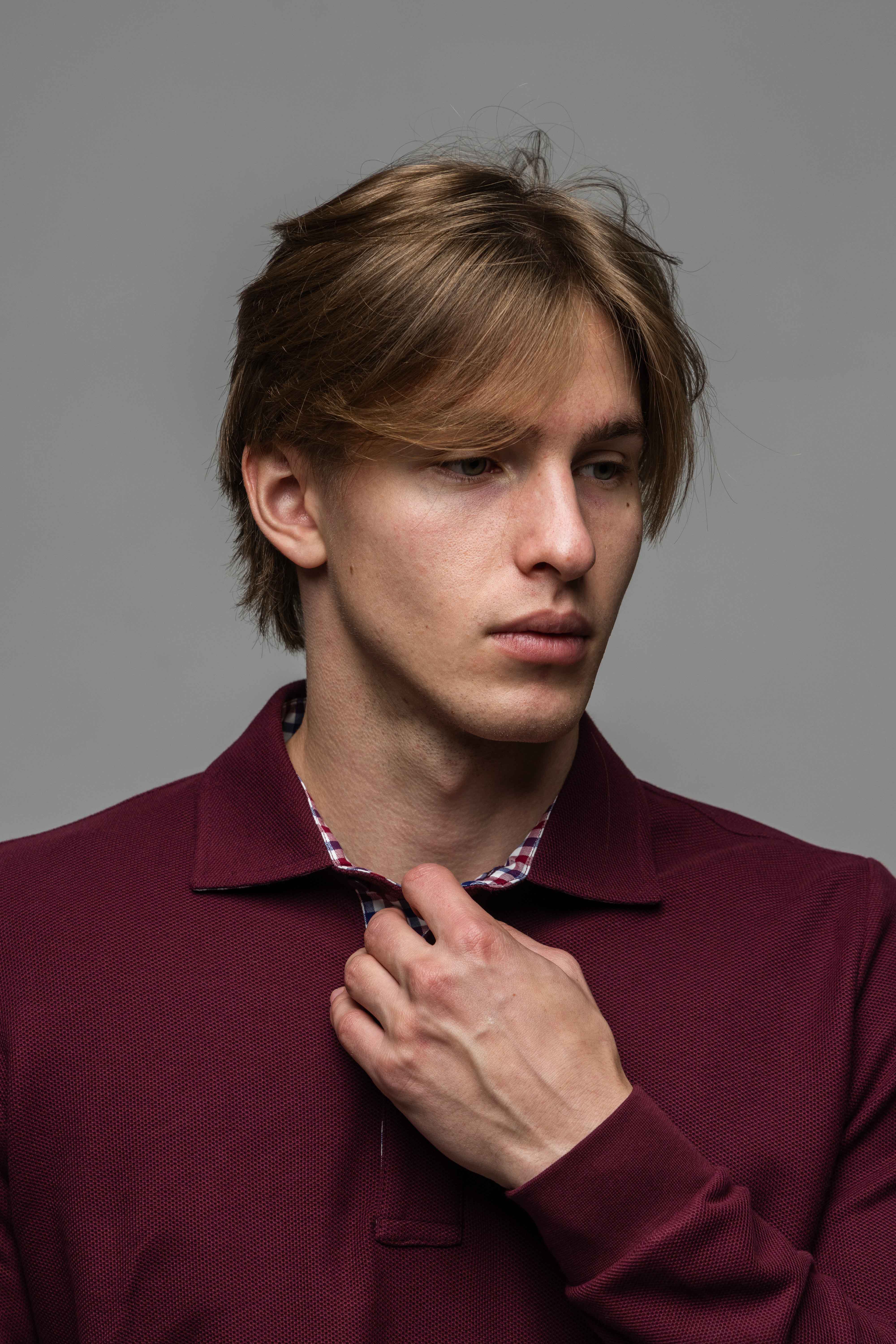 Bordová polokošeľa s dlhým rukávom