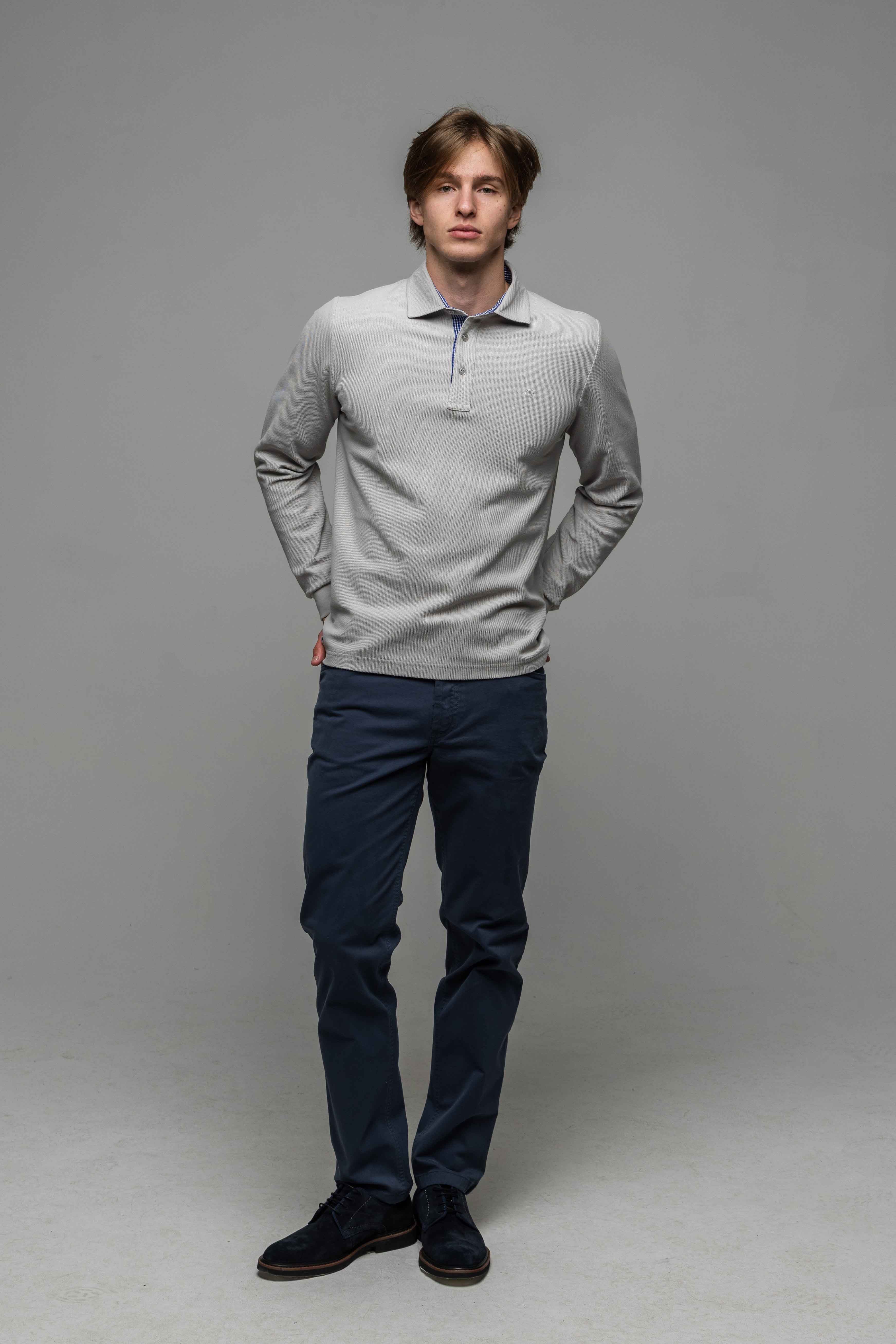 Modro sivé voľnočasové nohavice