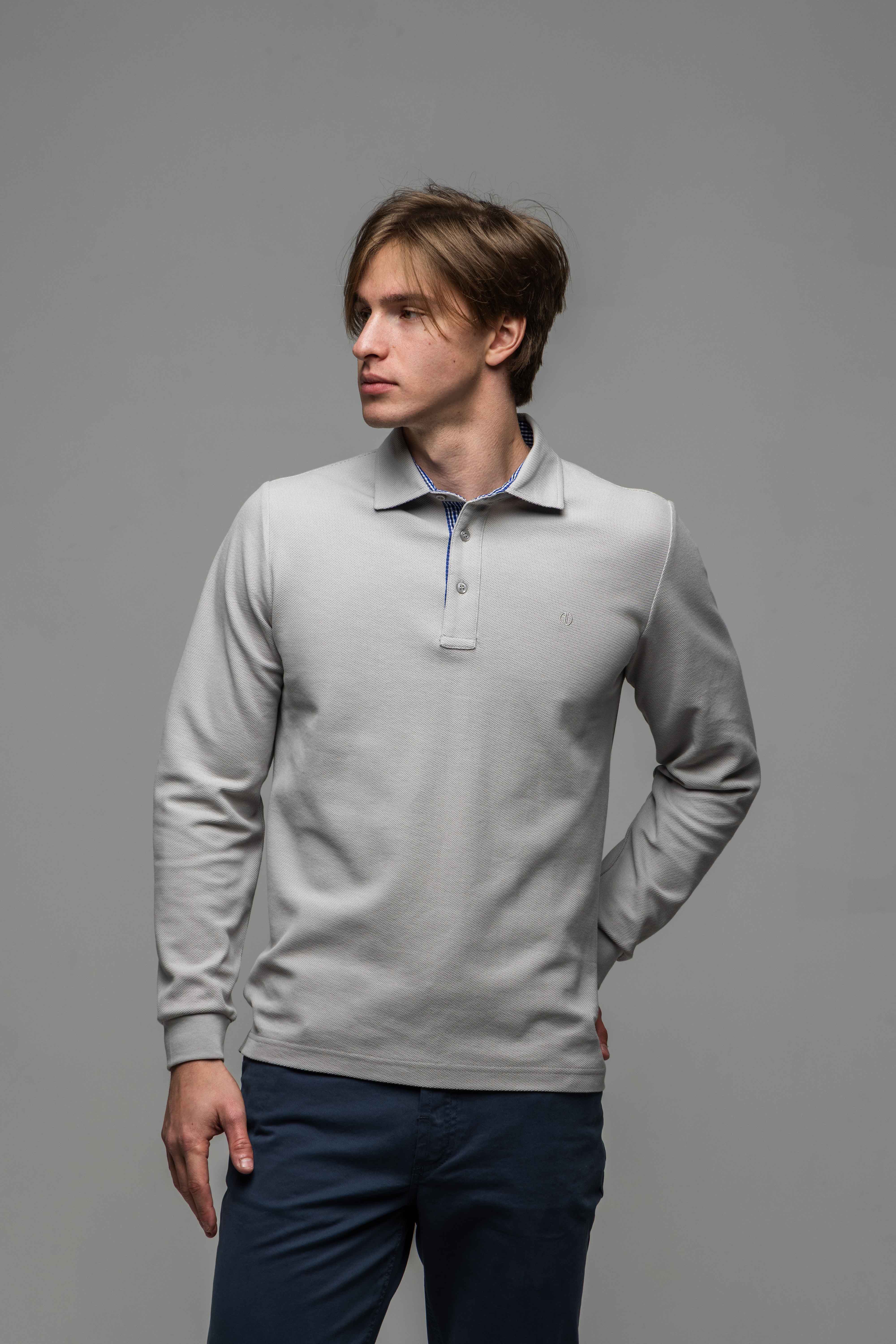 Sivá polokošeľa s dlhým rukávom