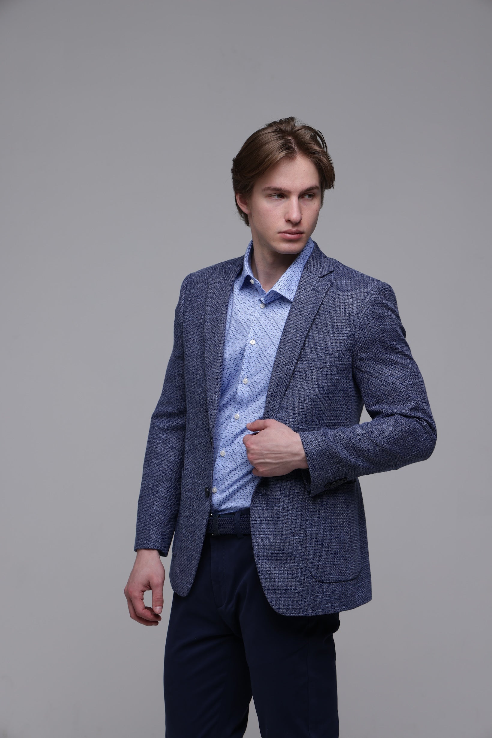 Modré letné Slim Fit sako