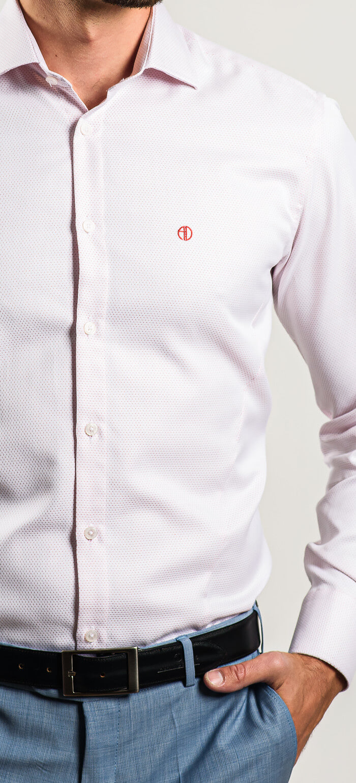 Bílá Extra Slim Fit košile s červeným vzorem