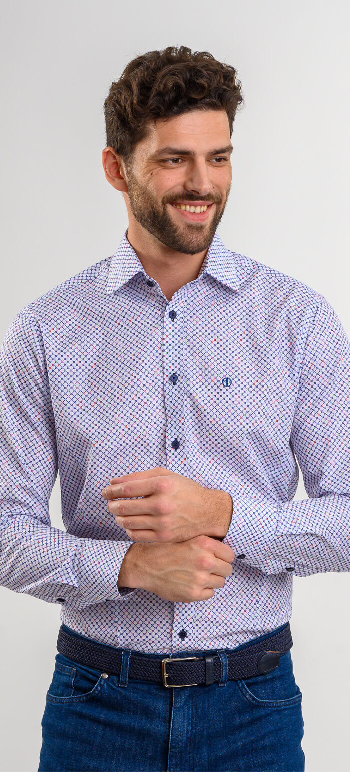 Bílá Extra Slim Fit košile s barevným vzorem křížků