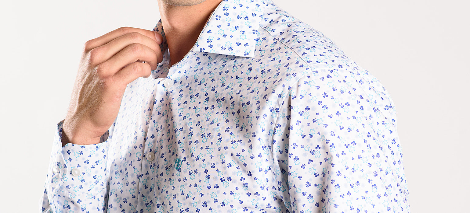 Bílá Extra Slim Fit košile s modrým vzorem