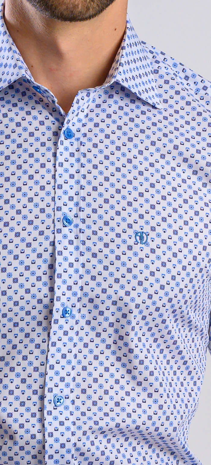 Bílá Extra Slim Fit košile s modrým vzorem
