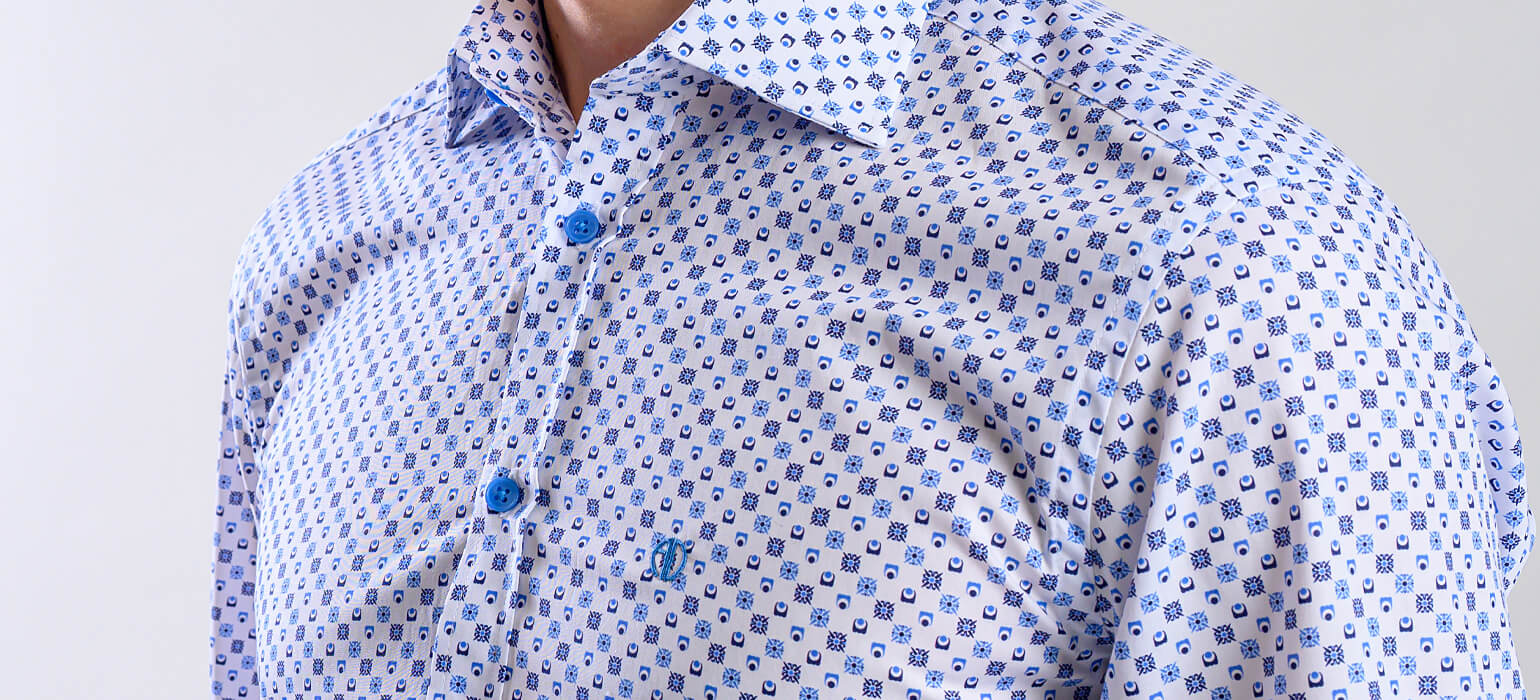 Bílá Extra Slim Fit košile s modrým vzorem