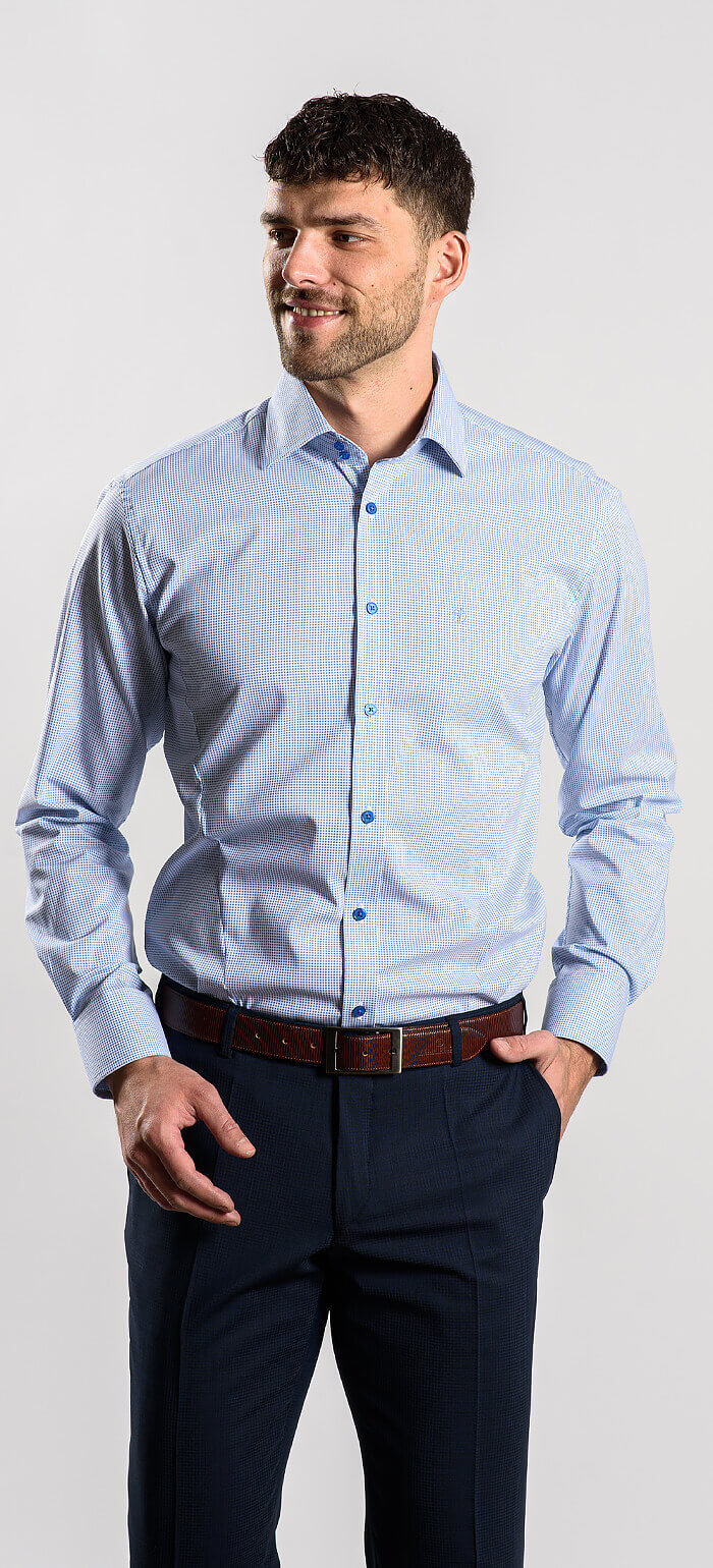 Bílá Extra Slim Fit košile se čtvercovým vzorem