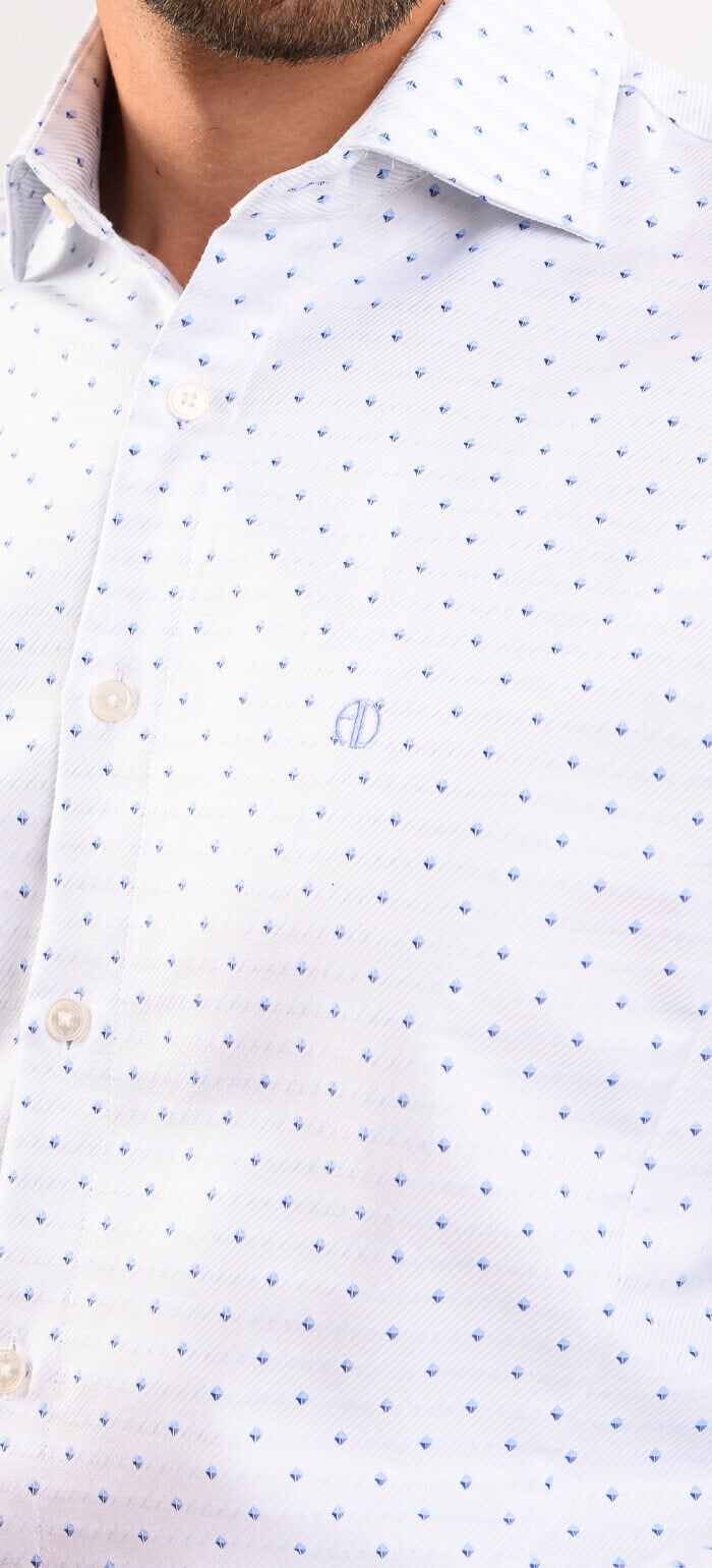 Bílá Extra Slim Fit košile se vzorem modrých kosočtverců