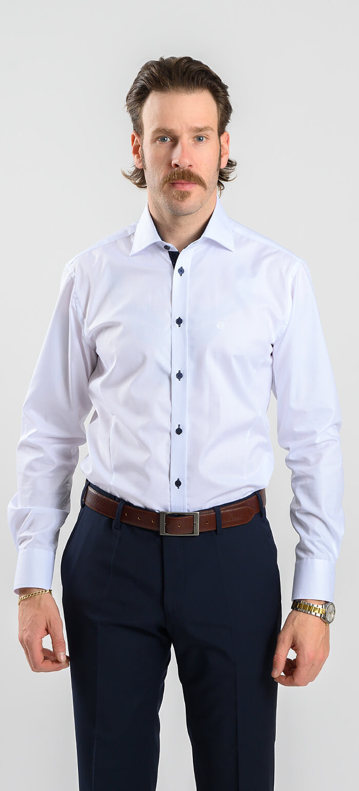 Bílá Extra Slim Fit košile se vzorem čtverců s kontrastní légou