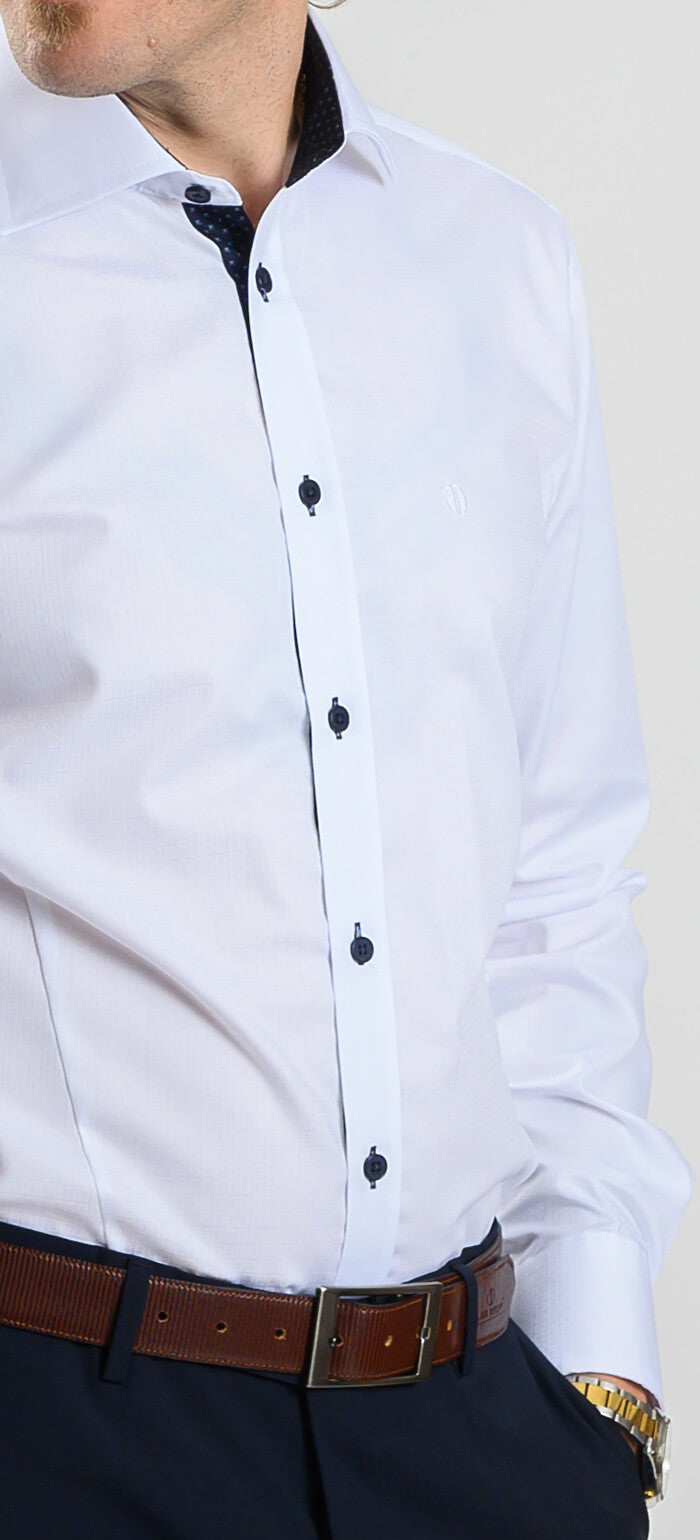 Bílá Extra Slim Fit košile se vzorem čtverců s kontrastní légou