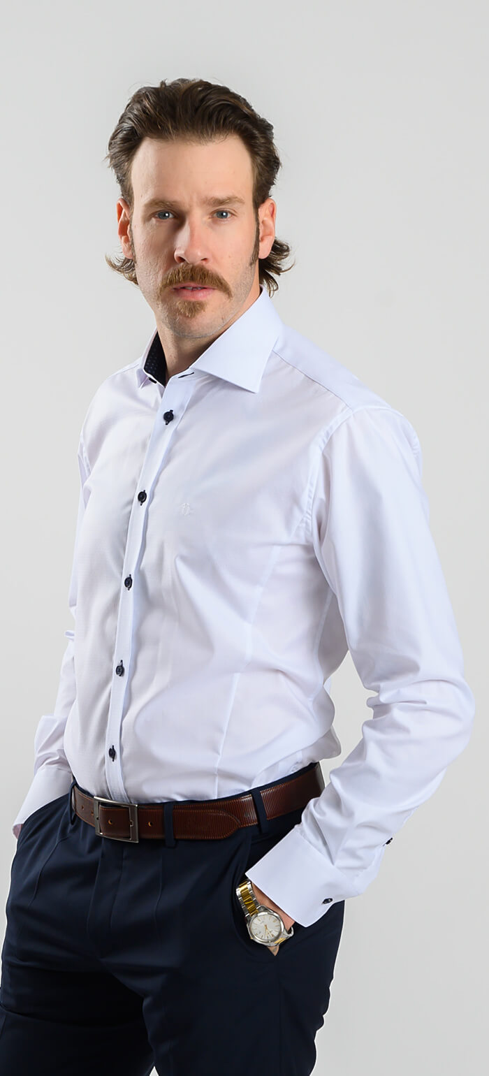 Bílá Extra Slim Fit košile se vzorem čtverců s kontrastní légou