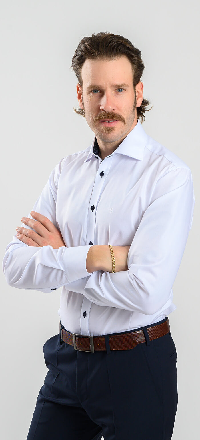 Bílá Extra Slim Fit košile se vzorem čtverců s kontrastní légou