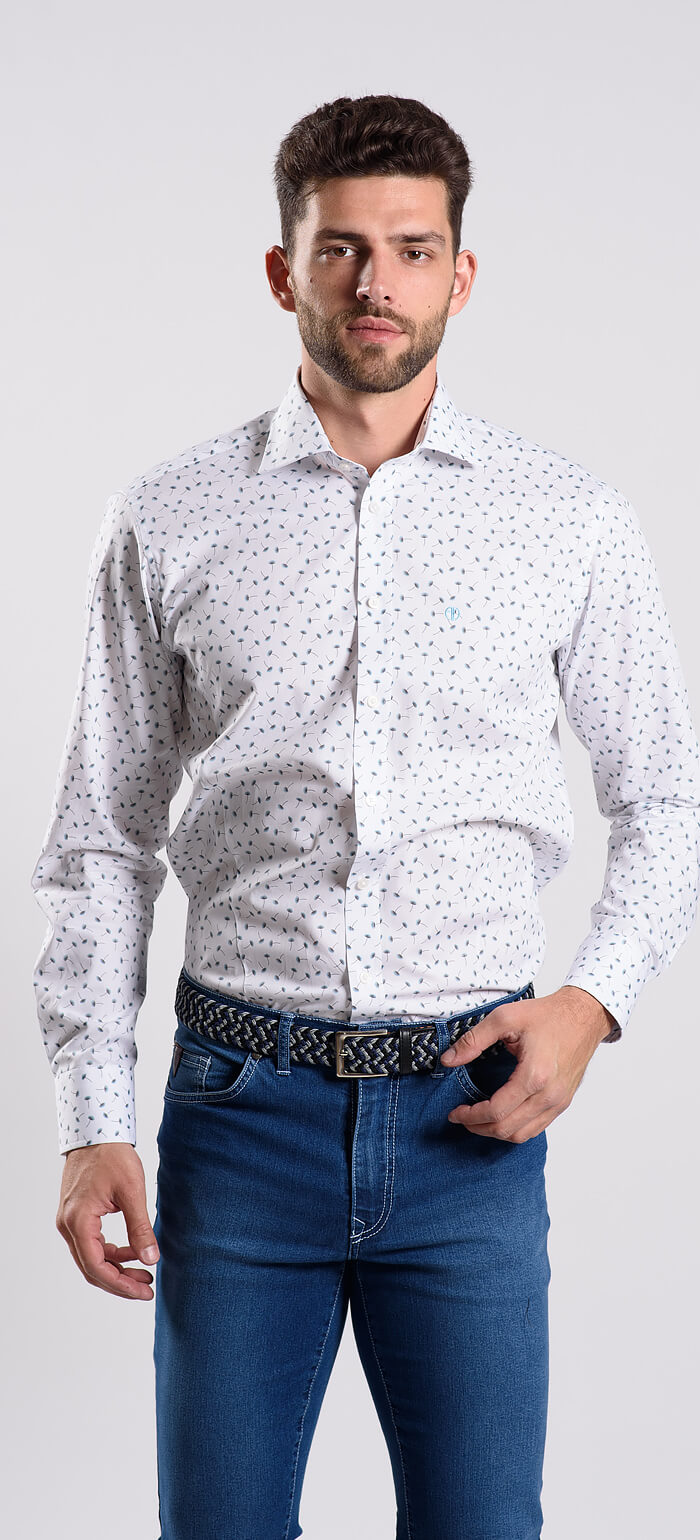 Bílá Extra Slim Fit košile se vzorem