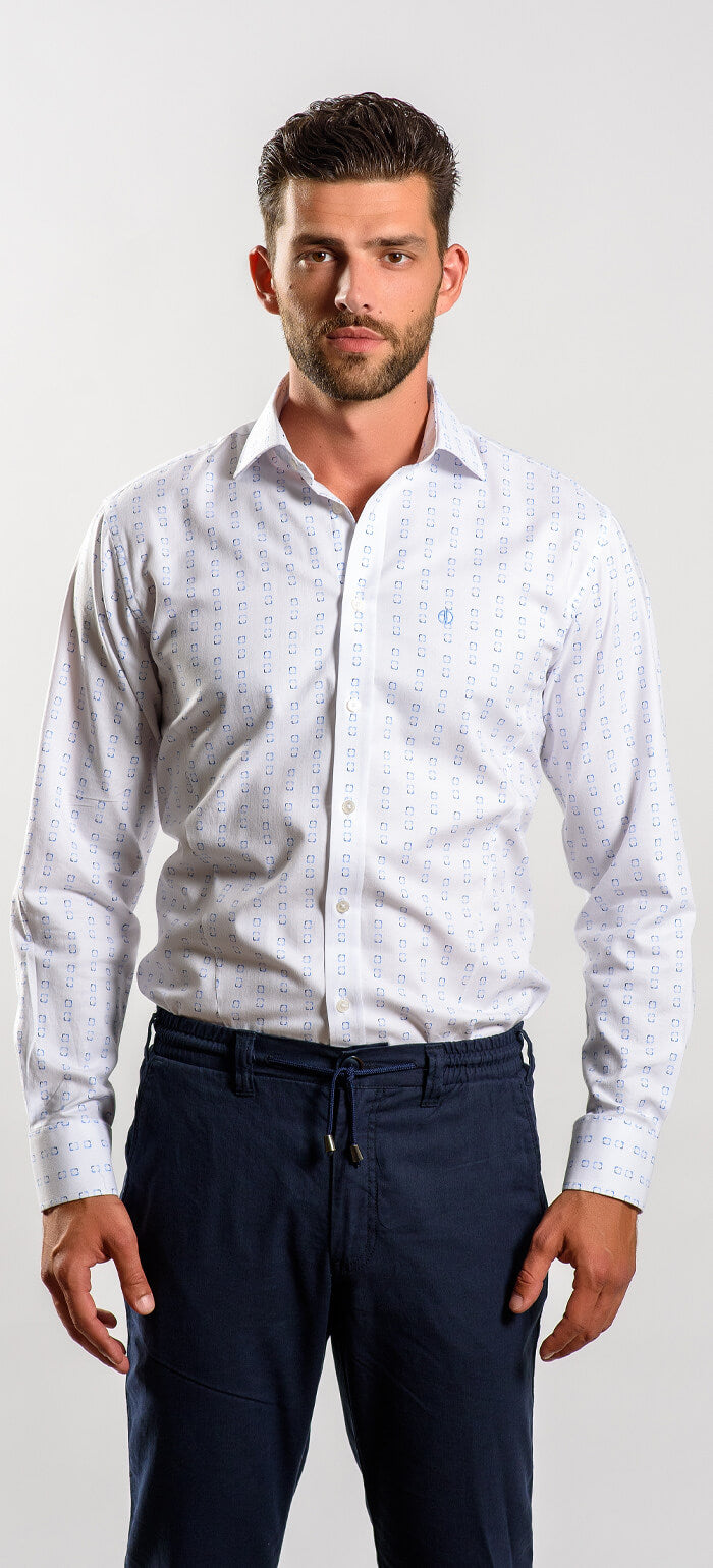 Bílá Extra Slim Fit košile se vzorem