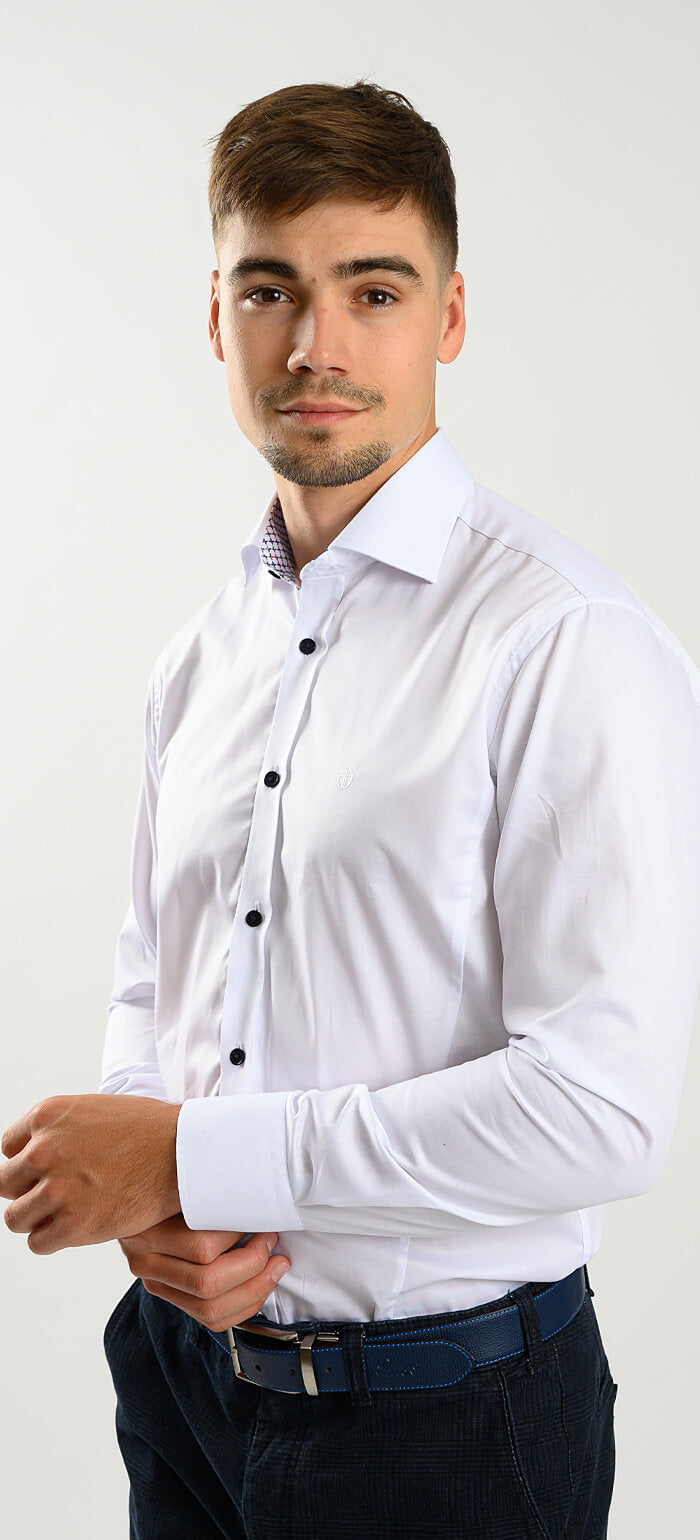Bílá Extra Slim Fit košile se vzorovanou légou