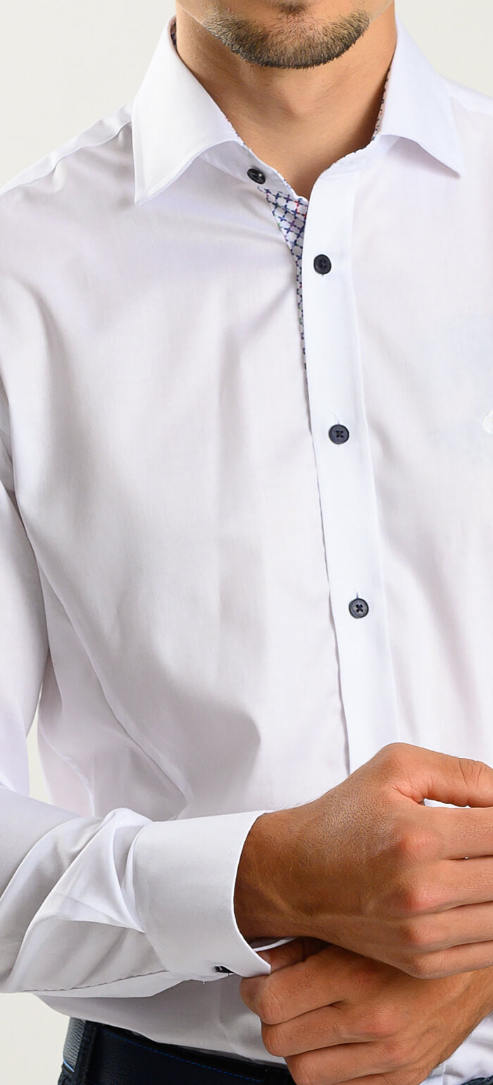 Bílá Extra Slim Fit košile se vzorovanou légou