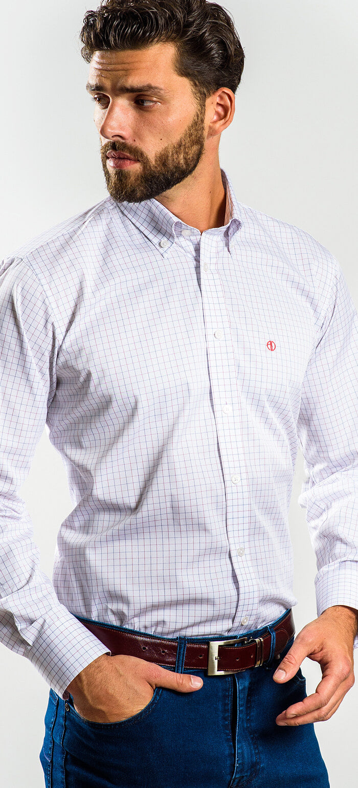 Bílá károvaná Classic Fit košile