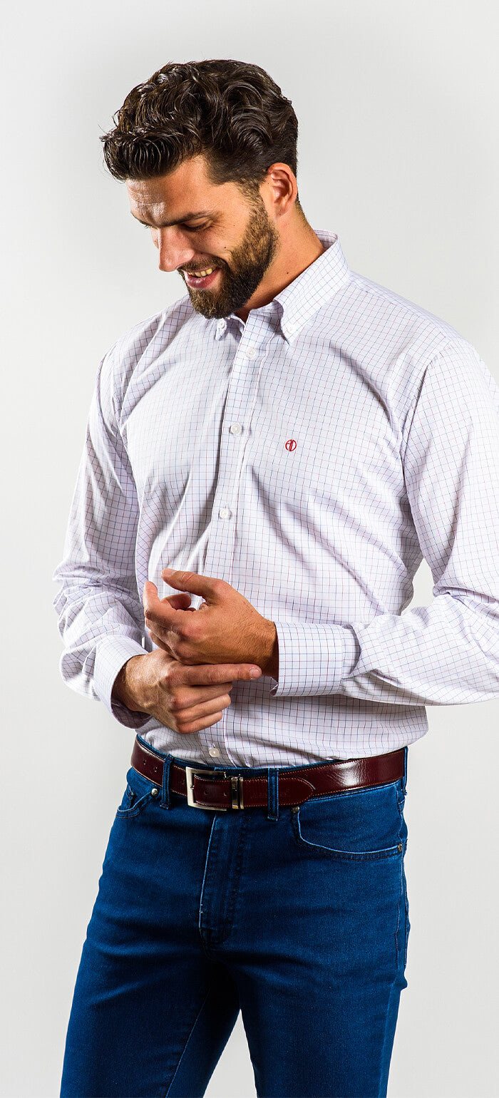 Bílá károvaná Classic Fit košile