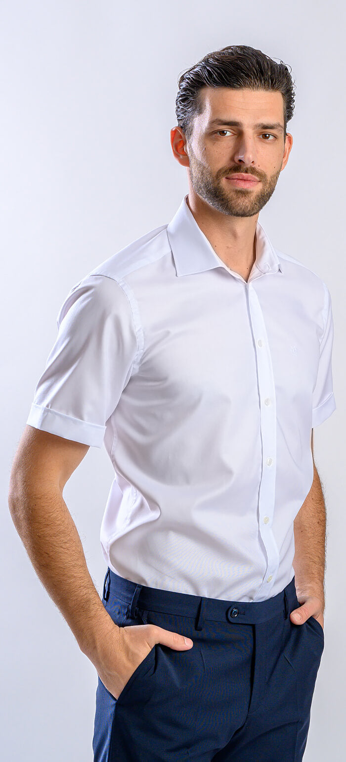 Bílá Slim fit košile s krátkým rukávem