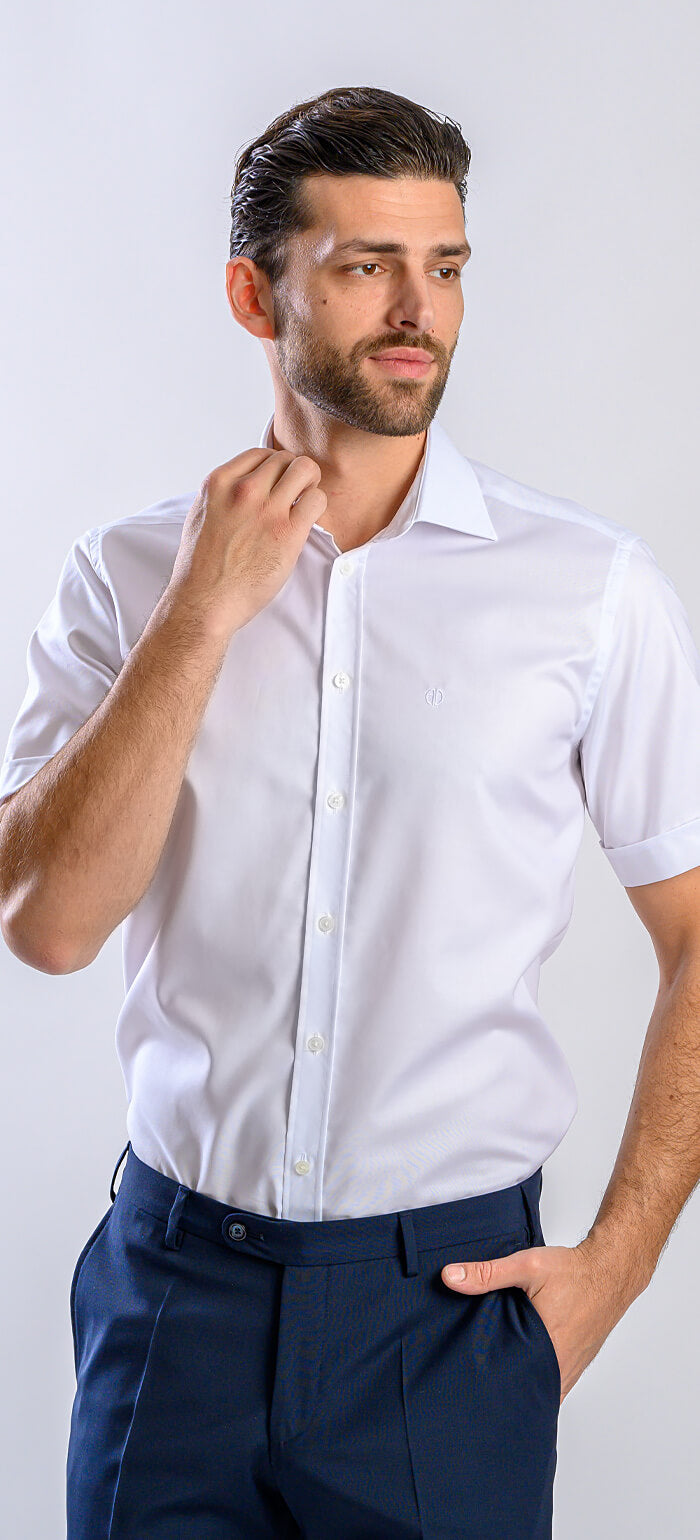 Bílá Slim fit košile s krátkým rukávem