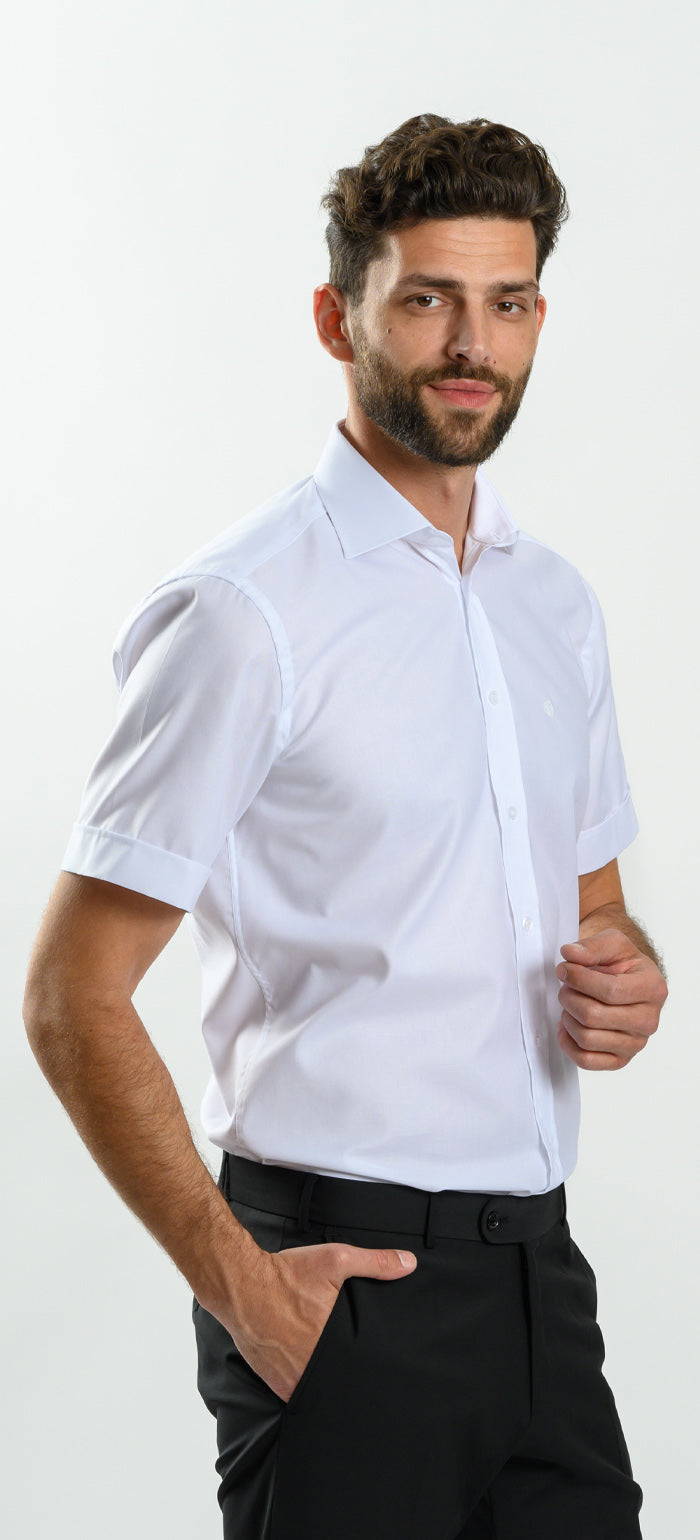 Bílá Slim Fit košile s krátkým rukávem